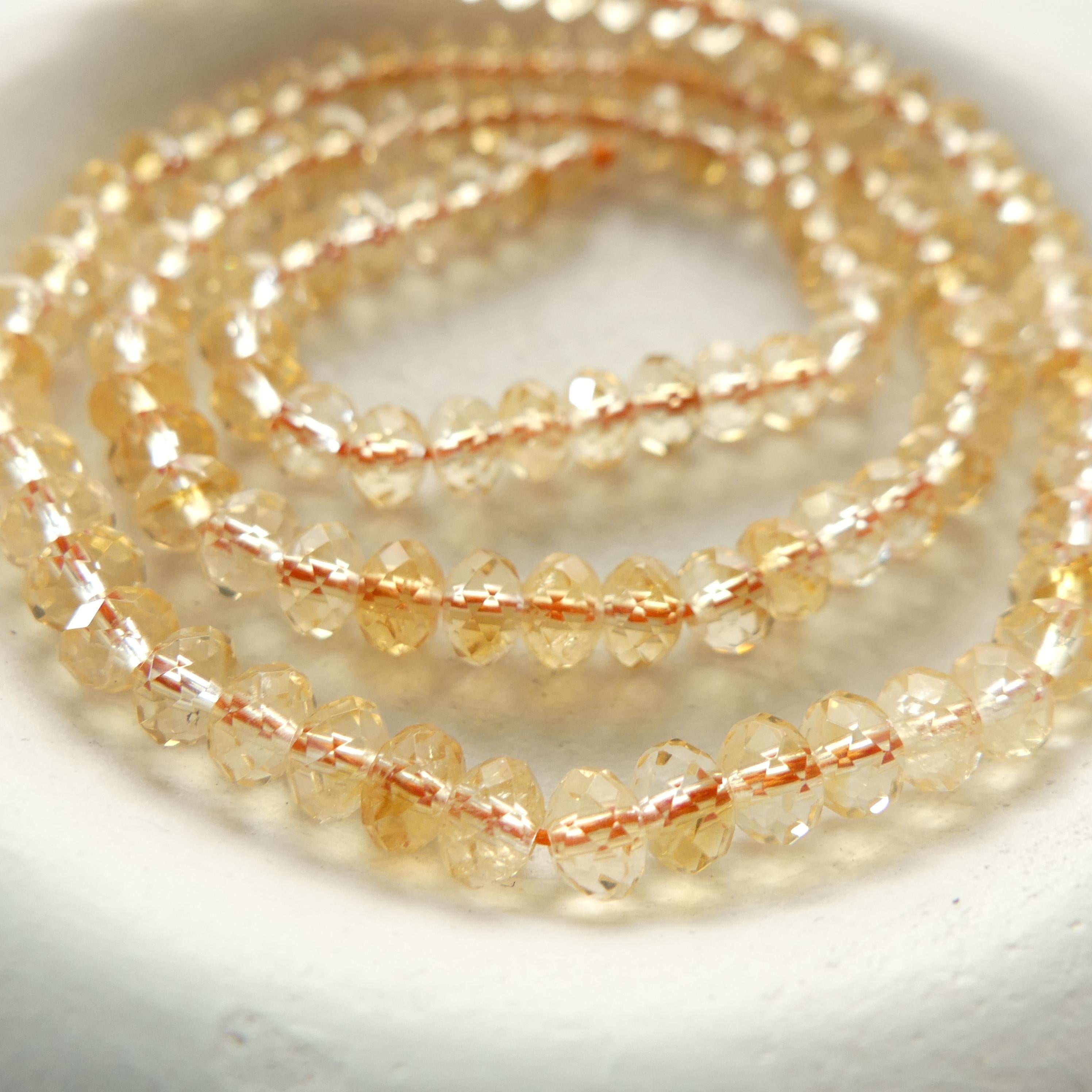 4.5mm Natural AAA Citrine Beads Faceted Rondel 15" Raw Genuine Gemstone Beads Jewelry Making Beading Craft Gift Beads November Birthstone