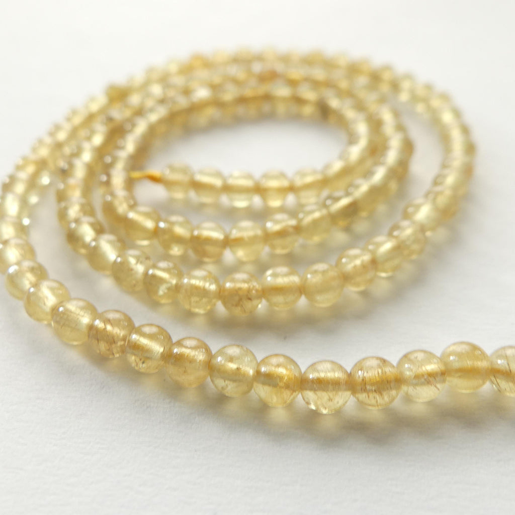 4mm Yellow Apatite Smooth Beads 15" Genuine Gemstone Beads for Jewelry Making Beading Craft Gift Beads
