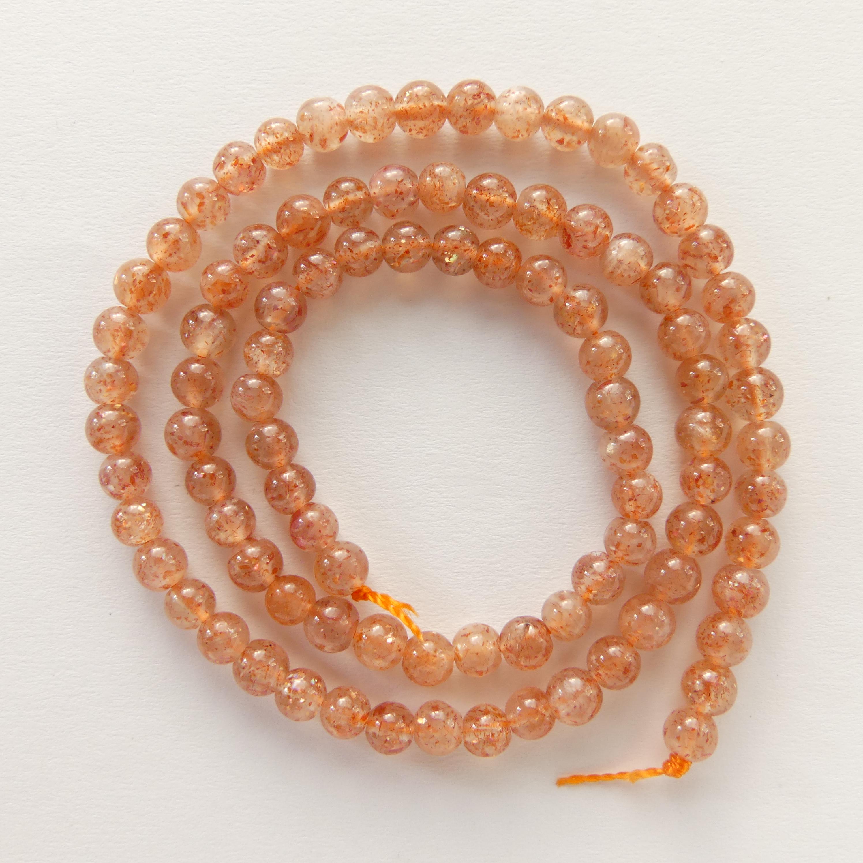 4mm Natural AAA Sunstone Smooth Beads 15" Orange Genuine Gemstone Beads for Jewelry Making Beading Craft Gift Beads Self-Love Abundance