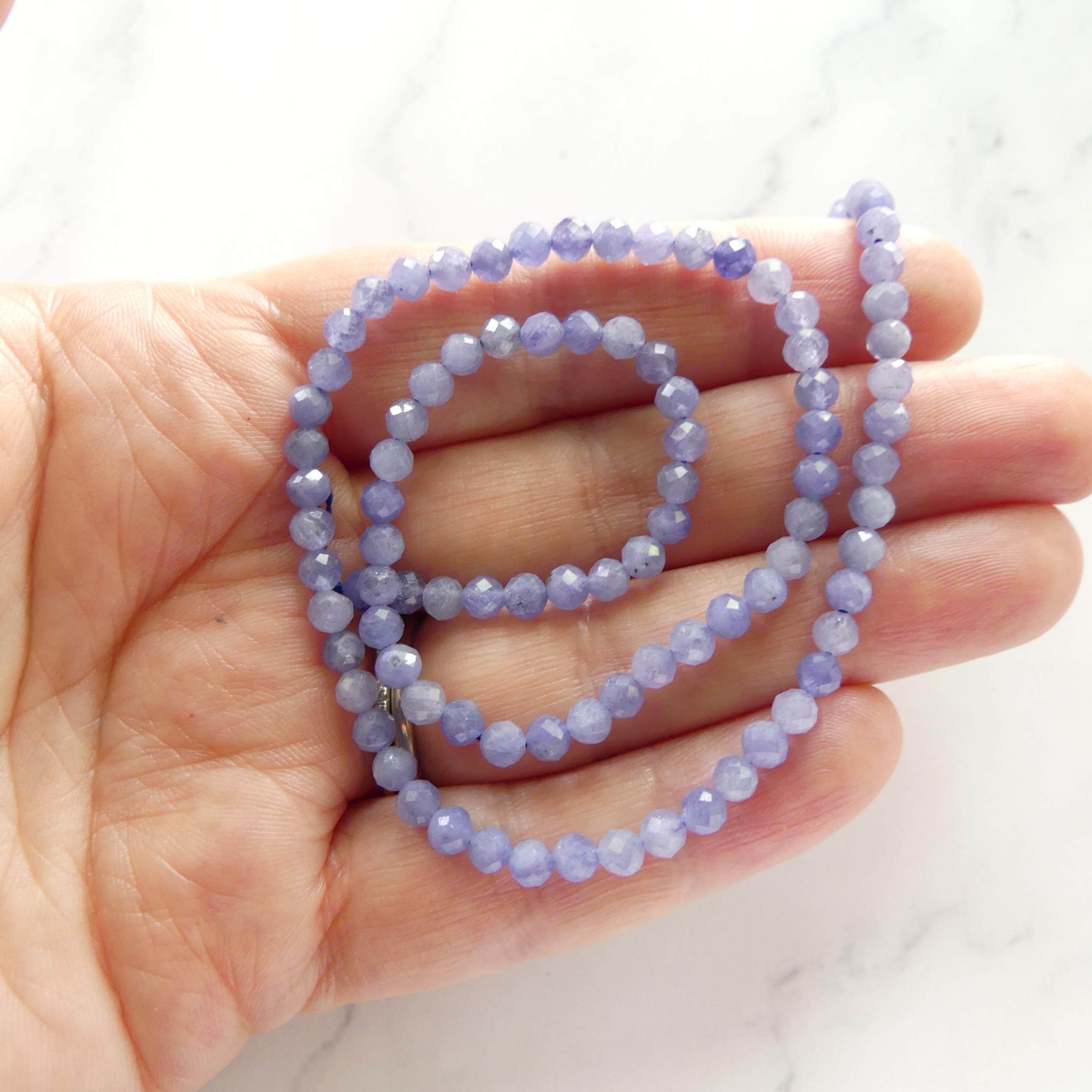 4mm AAA Tanzanite Beads Micro Faceted Beads 15" Natural Tanzanite Gemstone Beads Lilac Purple Beading Crafter Gift December Birthstone