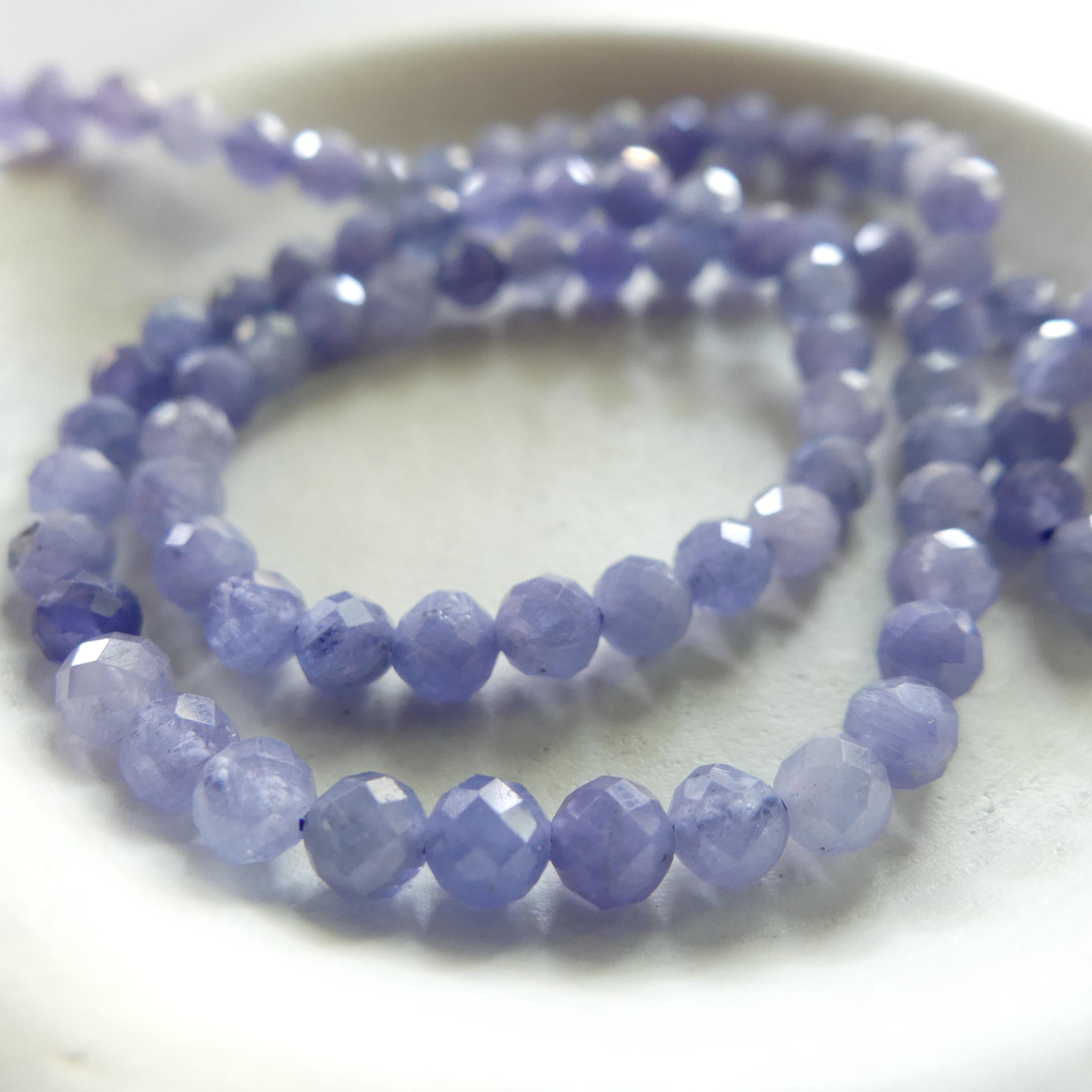 4mm AAA Tanzanite Beads Micro Faceted Beads 15" Natural Tanzanite Gemstone Beads Lilac Purple Beading Crafter Gift December Birthstone