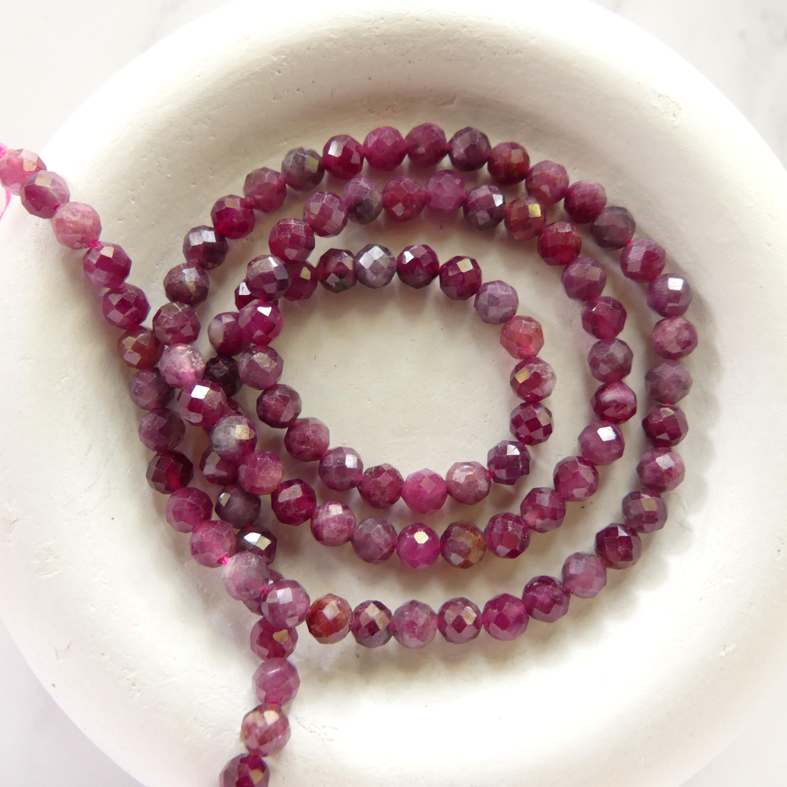 4mm Pink Rubellite Beads Pink Tourmaline Faceted Beads Crystal 15" Sparkly Gemstone Beads for Jewelry Making Beading Gift October Birthstone
