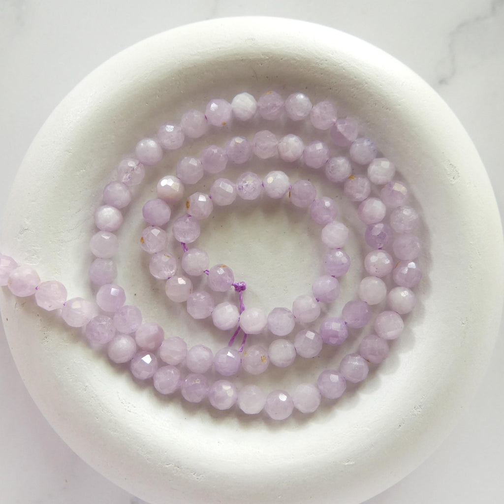 4mm Kunzite Beads Faceted Genuine Lilac Kunzite Beads 15" Sparkly Lilac Gemstone Beads Natural Crystal for Jewelry Making DIW Jewelry Making