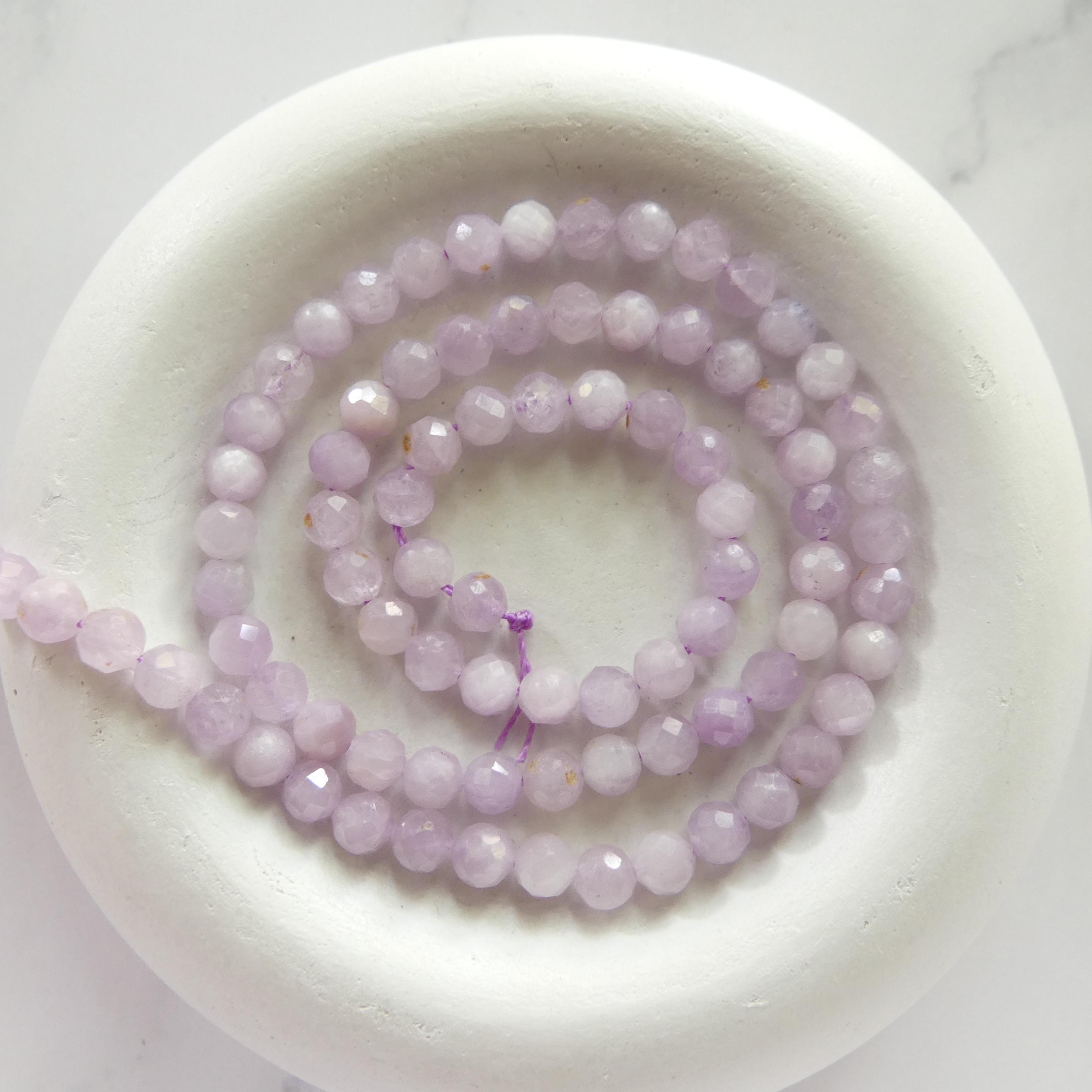 4mm Kunzite Beads Faceted Genuine Lilac Kunzite Beads 15" Sparkly Lilac Gemstone Beads Natural Crystal for Jewelry Making DIW Jewelry Making