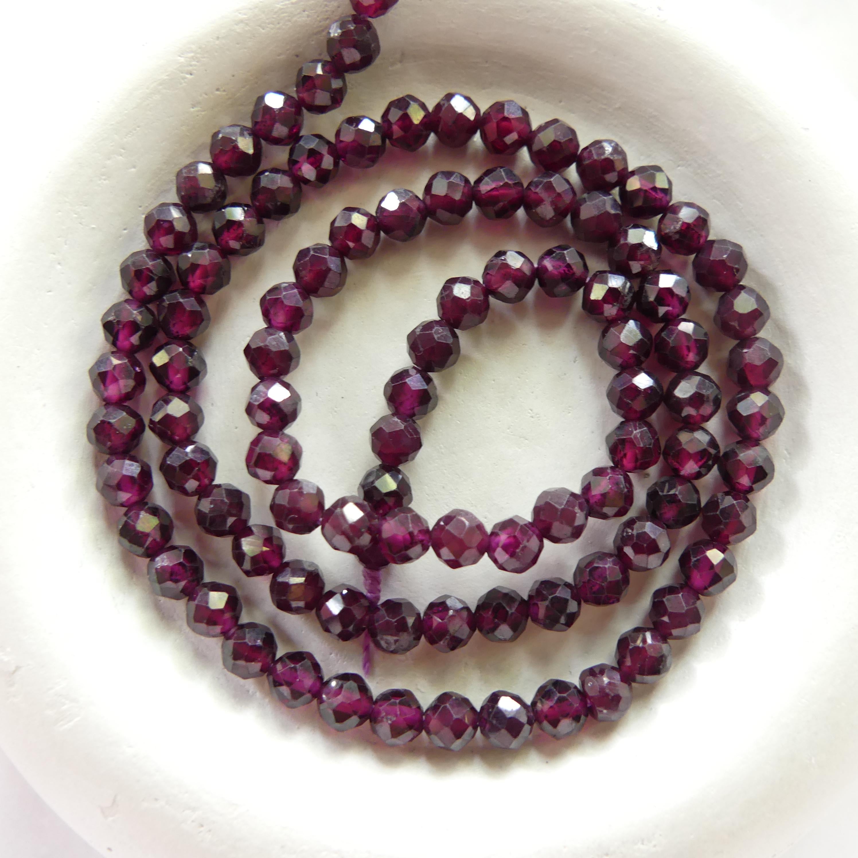 4mm AAA Rhodolite Garnet Beads Faceted Beads 15" Natural Purple Garnet Gemstone Beads Beading Crafter Gift January Birthstone