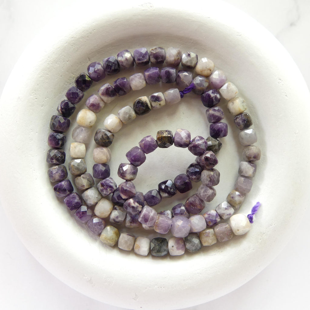 4mm AAA Sugilite Cube Beads Faceted Genuine Beads 15" Purple Gemstone Beads Beading Crafter Gift Seed beads rare Crystal healing beads