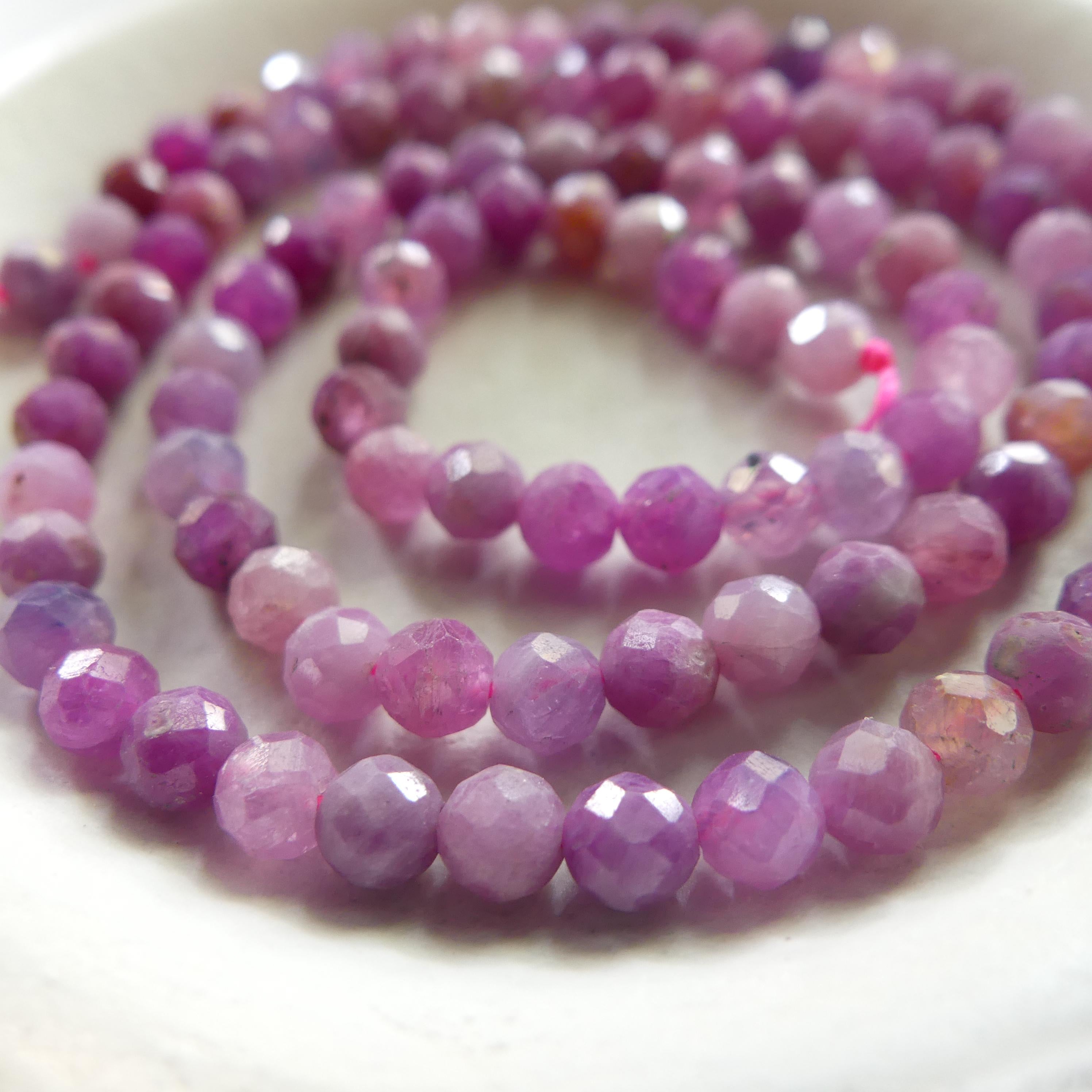4mm Natural Ruby Beads Faceted Beads 15" Natural Pink Ruby Purple Gemstone Beads Crystal Beading Crafter Gift July Birthstone DIY Jewelry