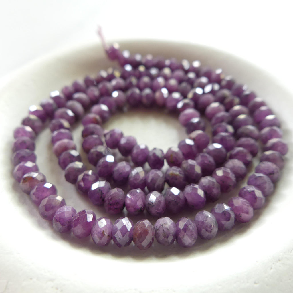 4.5mm Purple Sapphire Rondel Beads Faceted 15" Raw Sapphire Genuine Gemstone Beads Jewelry Making Beading Craft Gift September Birthstone