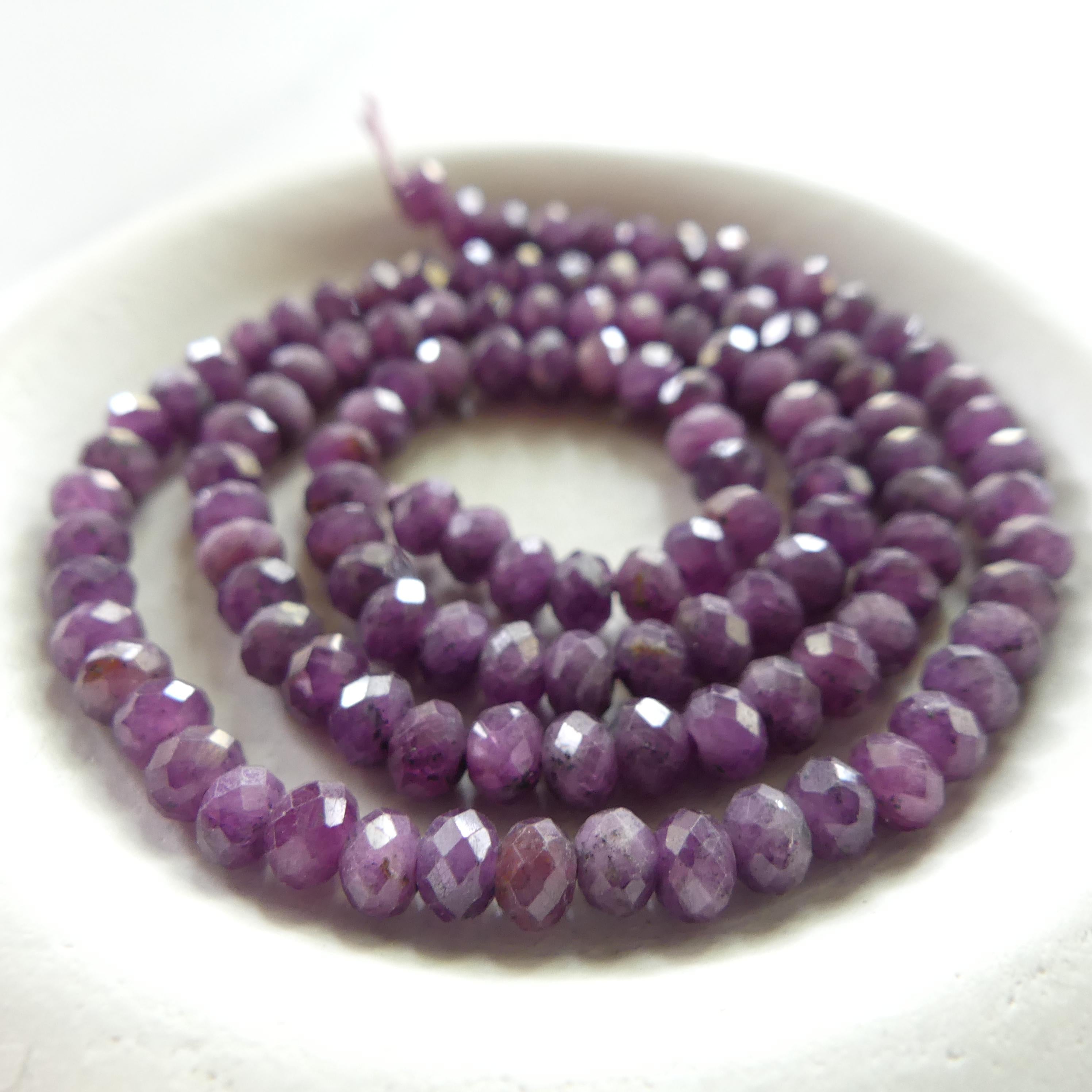 4.5mm Purple Sapphire Rondel Beads Faceted 15" Raw Sapphire Genuine Gemstone Beads Jewelry Making Beading Craft Gift September Birthstone