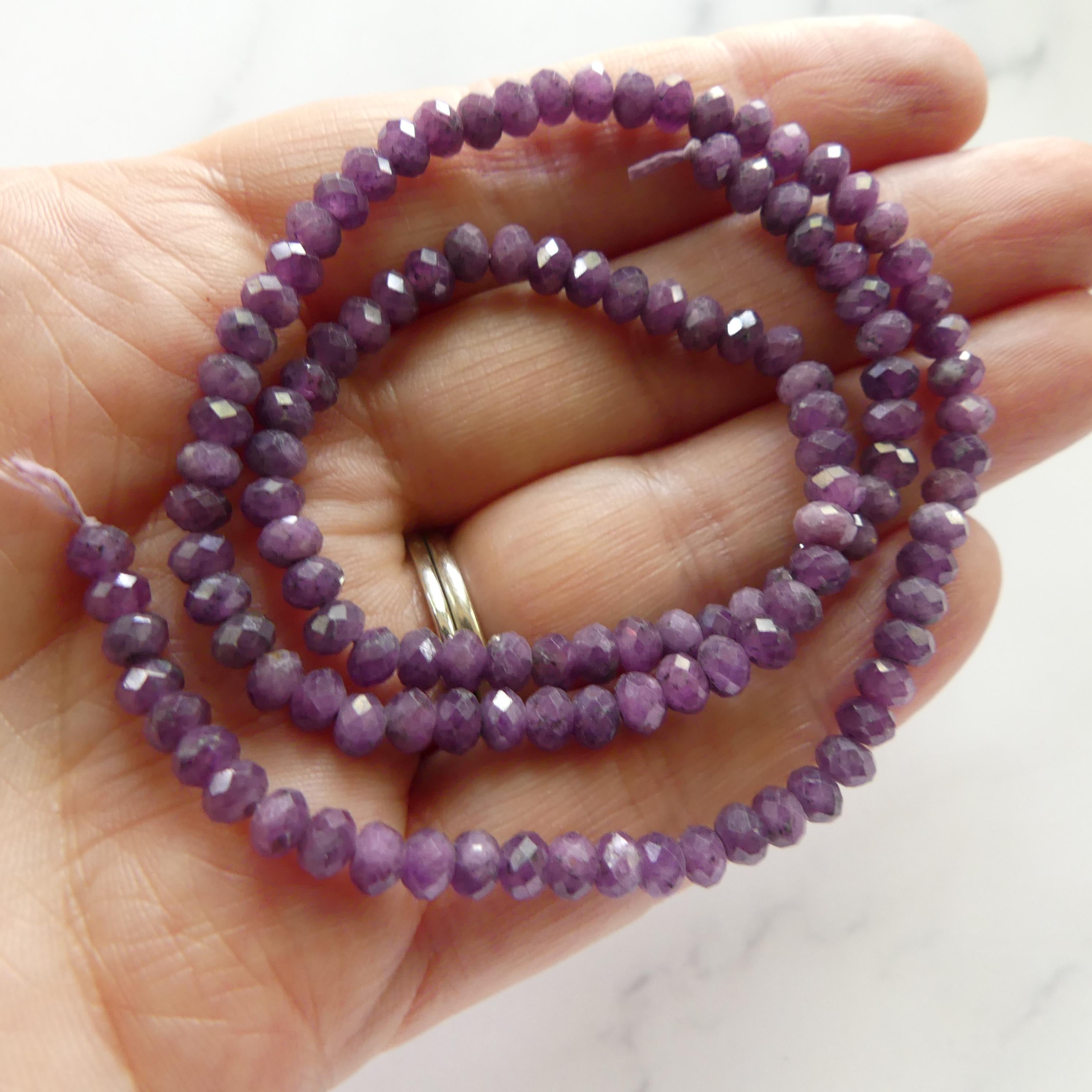 4.5mm Purple Sapphire Rondel Beads Faceted 15" Raw Sapphire Genuine Gemstone Beads Jewelry Making Beading Craft Gift September Birthstone
