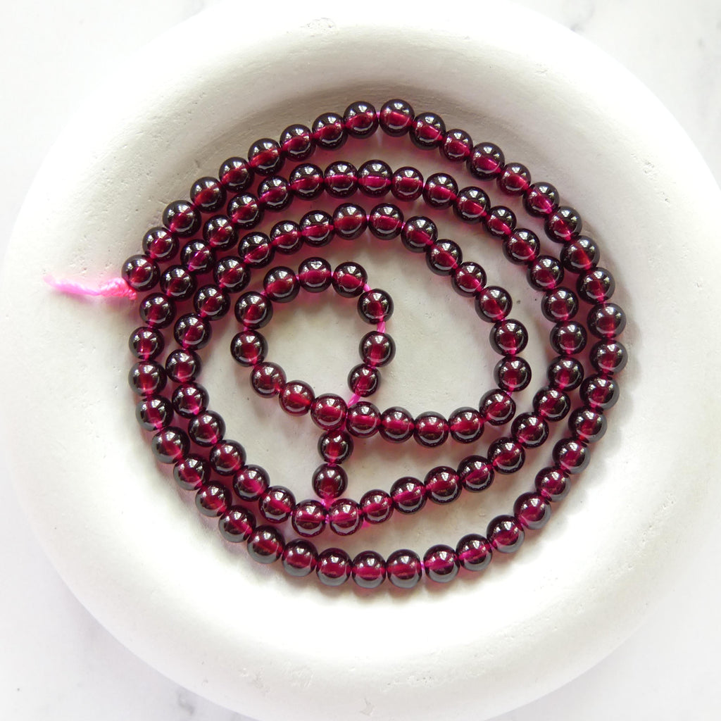 4mm AAA Pyrope Garnet Smooth Beads 15" Natural Garnet Gemstone Beads Beading Crafter Gift DIY Jewelry Making January Birthstone