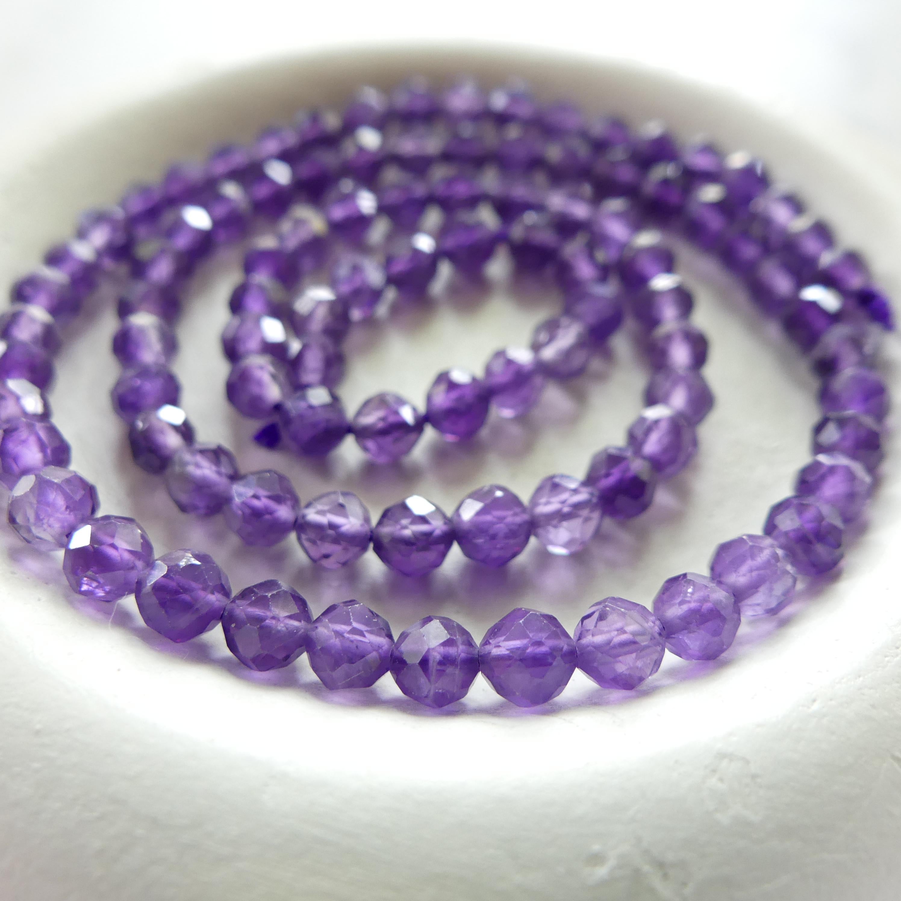 4mm AAA Amethyst Beads Faceted 15" Purple Natural Amethyst Gemstone Beads Crystal Beading Crafter Gift February Birthstone