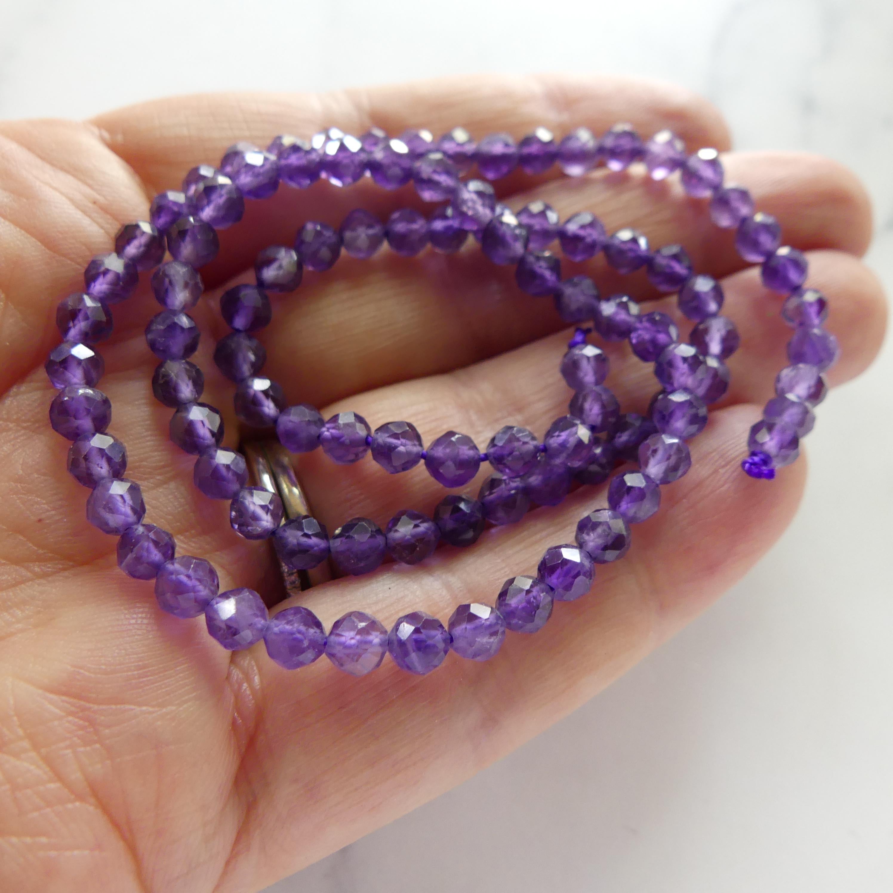 4mm AAA Amethyst Beads Faceted 15" Purple Natural Amethyst Gemstone Beads Crystal Beading Crafter Gift February Birthstone
