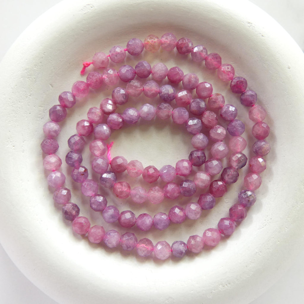4mm Light Rubellite Faceted Beads Pink Tourmaline 15" Sparkly Gemstone Beads for Jewelry Making Beading Gift October Birthstone