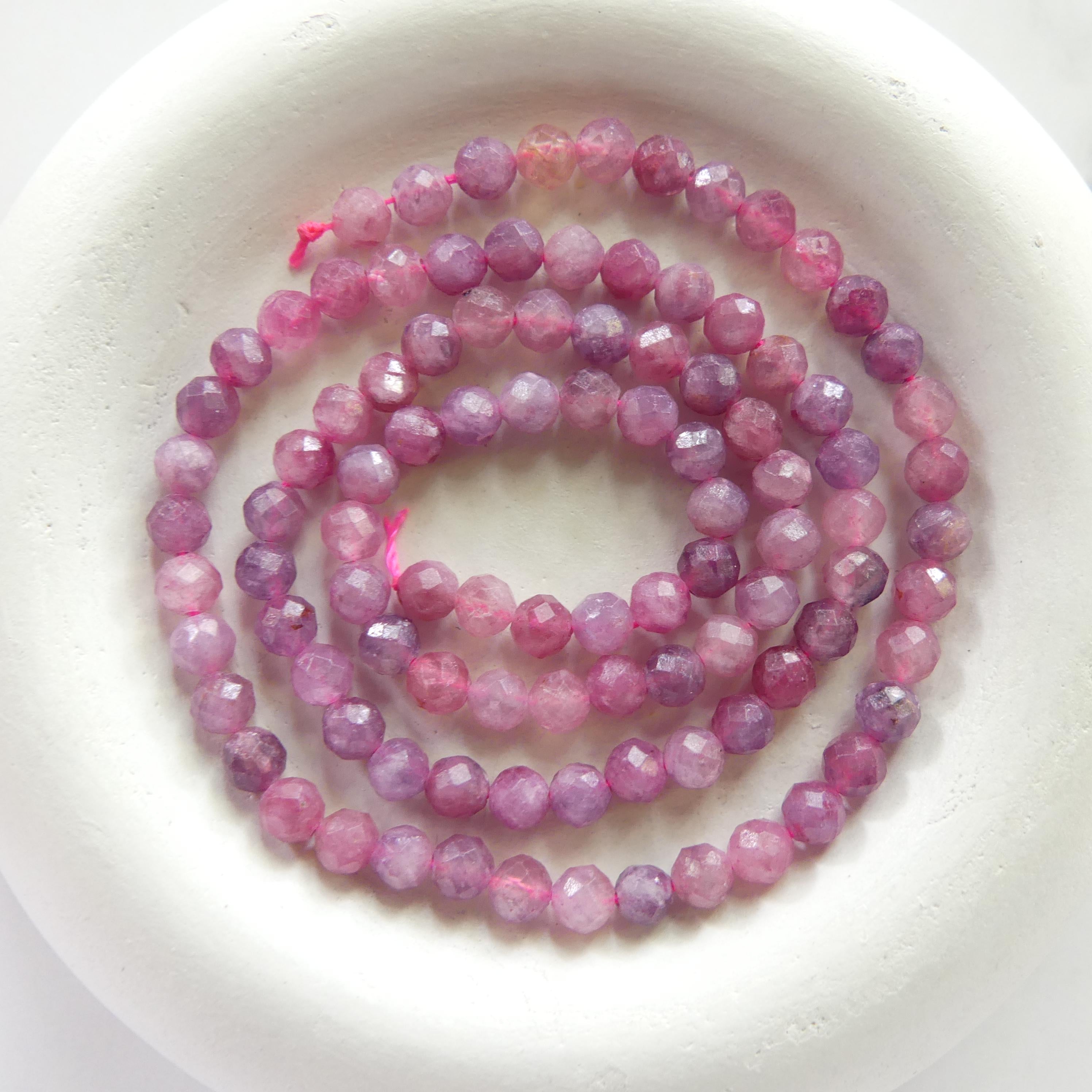 4mm Light Rubellite Faceted Beads Pink Tourmaline 15" Sparkly Gemstone Beads for Jewelry Making Beading Gift October Birthstone