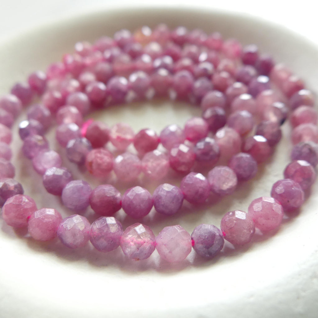 4mm Light Rubellite Faceted Beads Pink Tourmaline 15" Sparkly Gemstone Beads for Jewelry Making Beading Gift October Birthstone