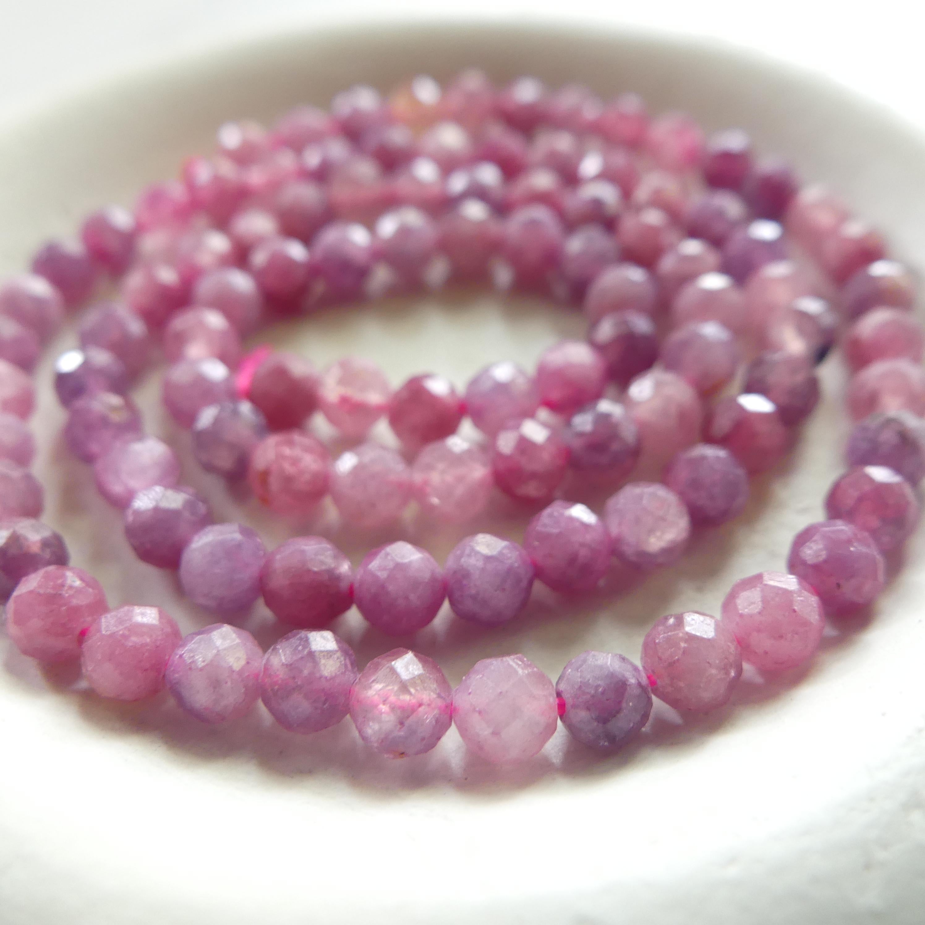 4mm Light Rubellite Faceted Beads Pink Tourmaline 15" Sparkly Gemstone Beads for Jewelry Making Beading Gift October Birthstone