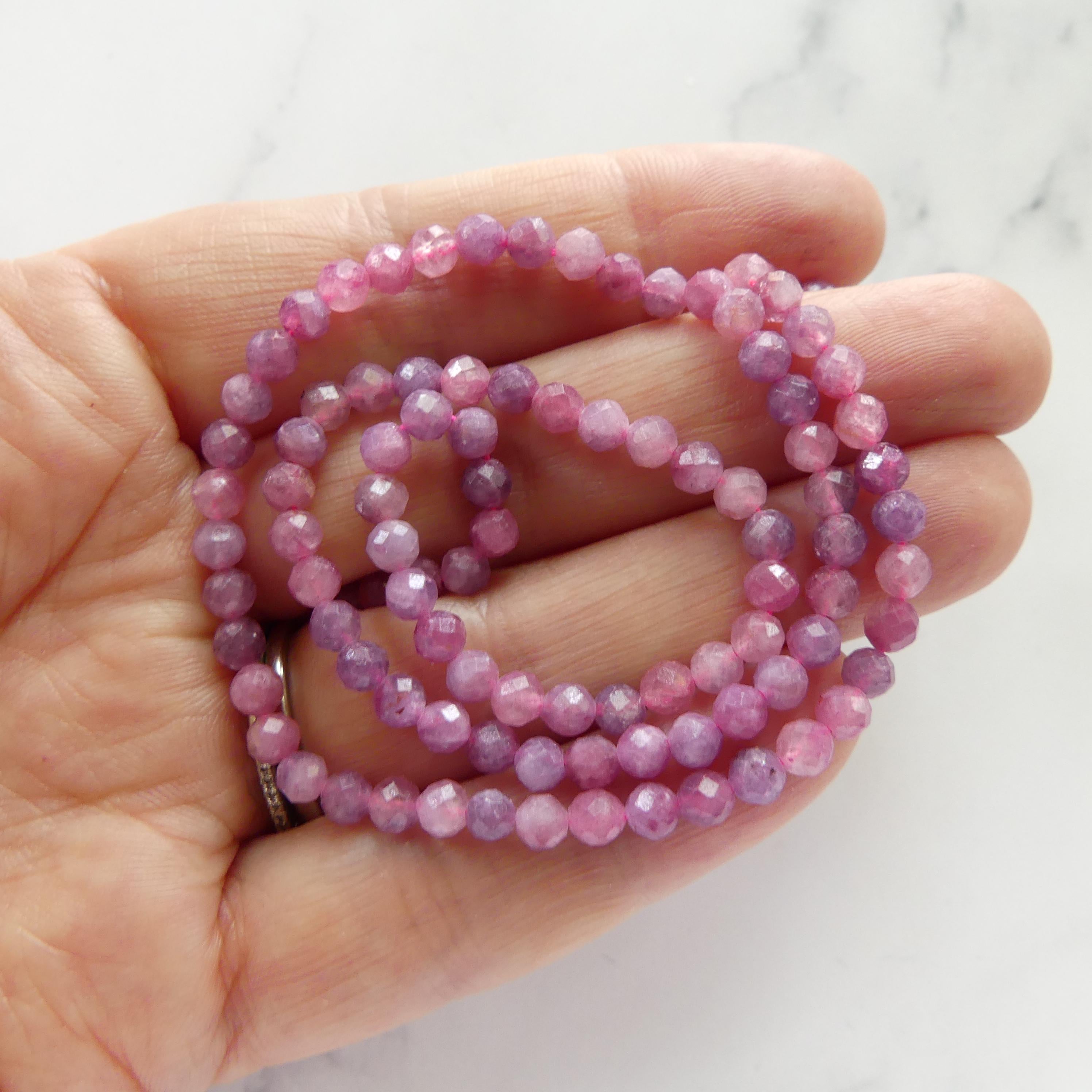 4mm Light Rubellite Faceted Beads Pink Tourmaline 15" Sparkly Gemstone Beads for Jewelry Making Beading Gift October Birthstone