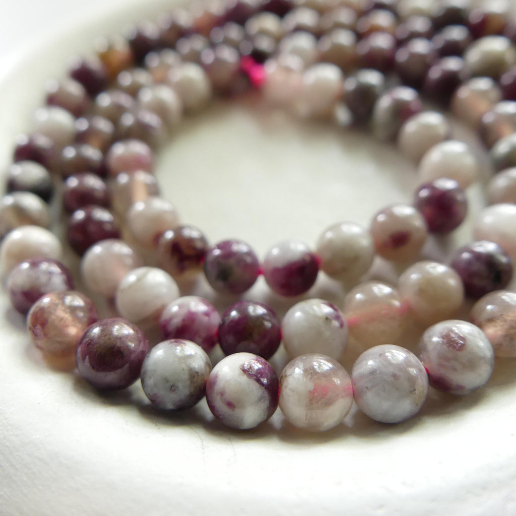 4mm Plum Blossom Tourmaline Beads Smooth Tourmaline 15" Purple Gemstone Beads for Jewelry Making Beading Gift October Birthstone