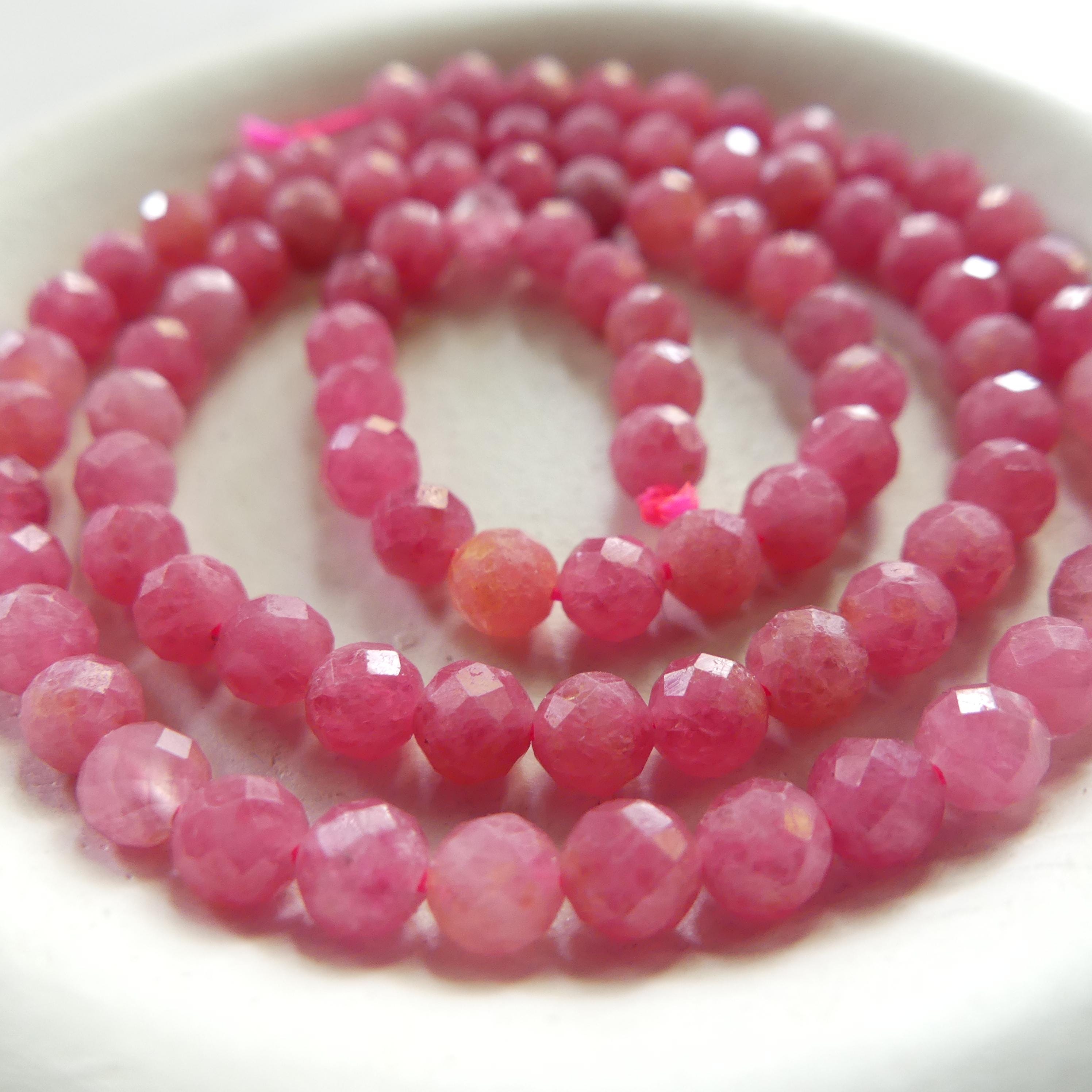 4mm AAA Rhodonite Beads Faceted 15" Pink Genuine Gemstone Beads for Jewelry Making Beading Craft Gift Beads Self-Love Abundance