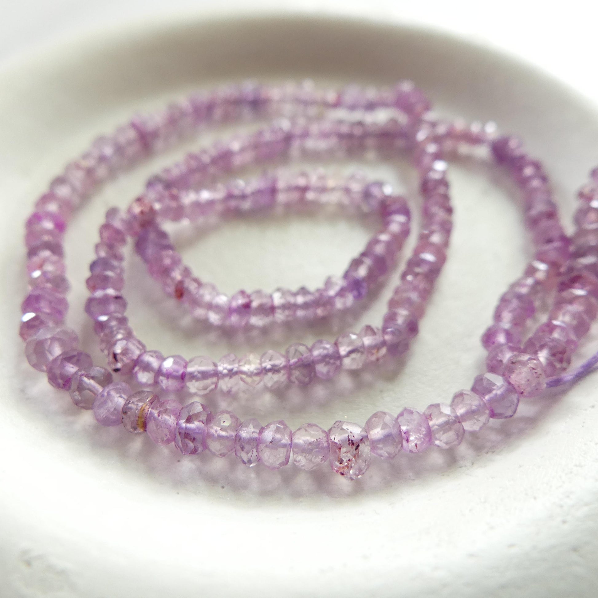 3mm Pink Amethyst Beads Hand Faceted Rondelle Beads 13" Natural Pink Amethyst Gemstone Beads Beading Crafter Gift February Birthstone
