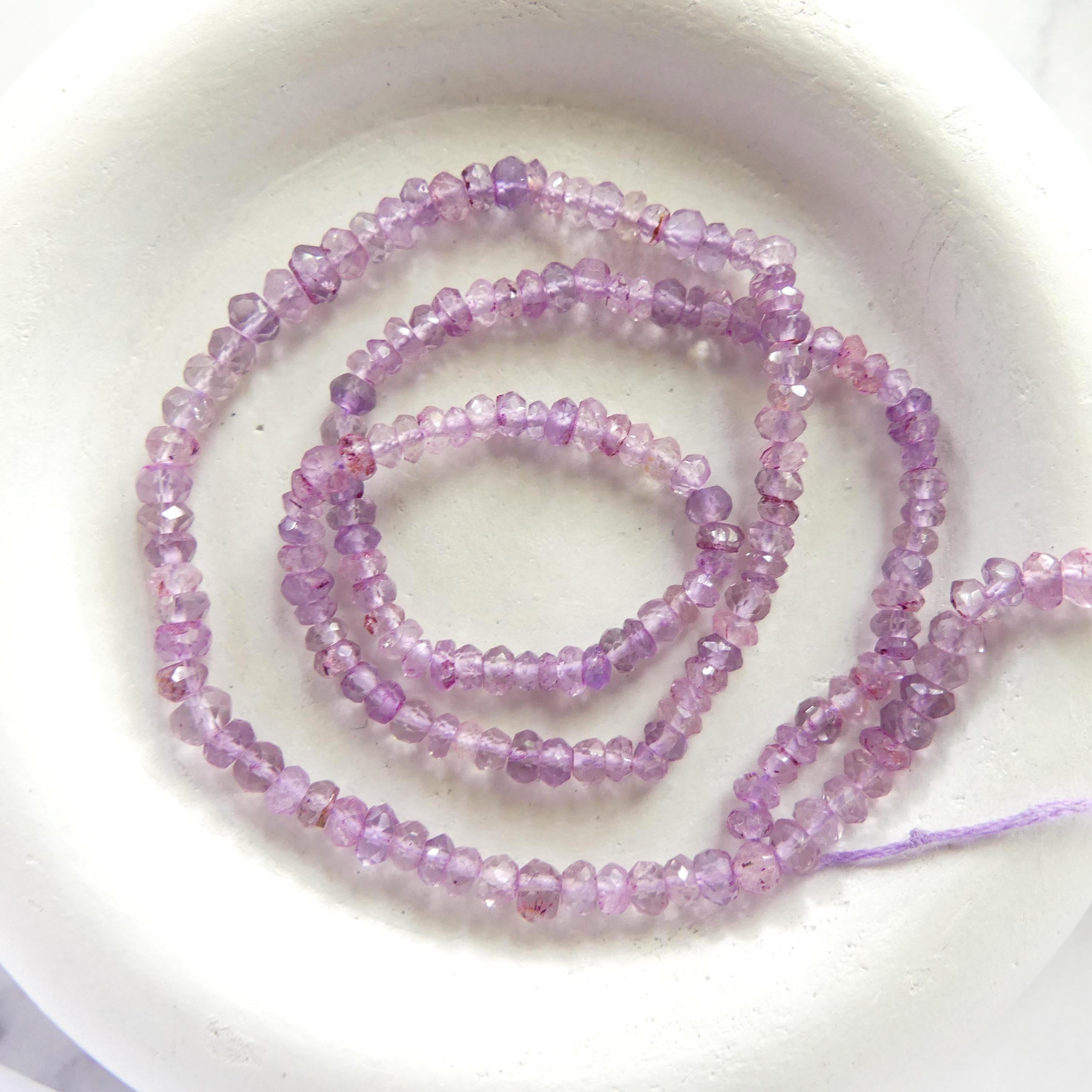 3mm Pink Amethyst Beads Hand Faceted Rondelle Beads 13" Natural Pink Amethyst Gemstone Beads Beading Crafter Gift February Birthstone