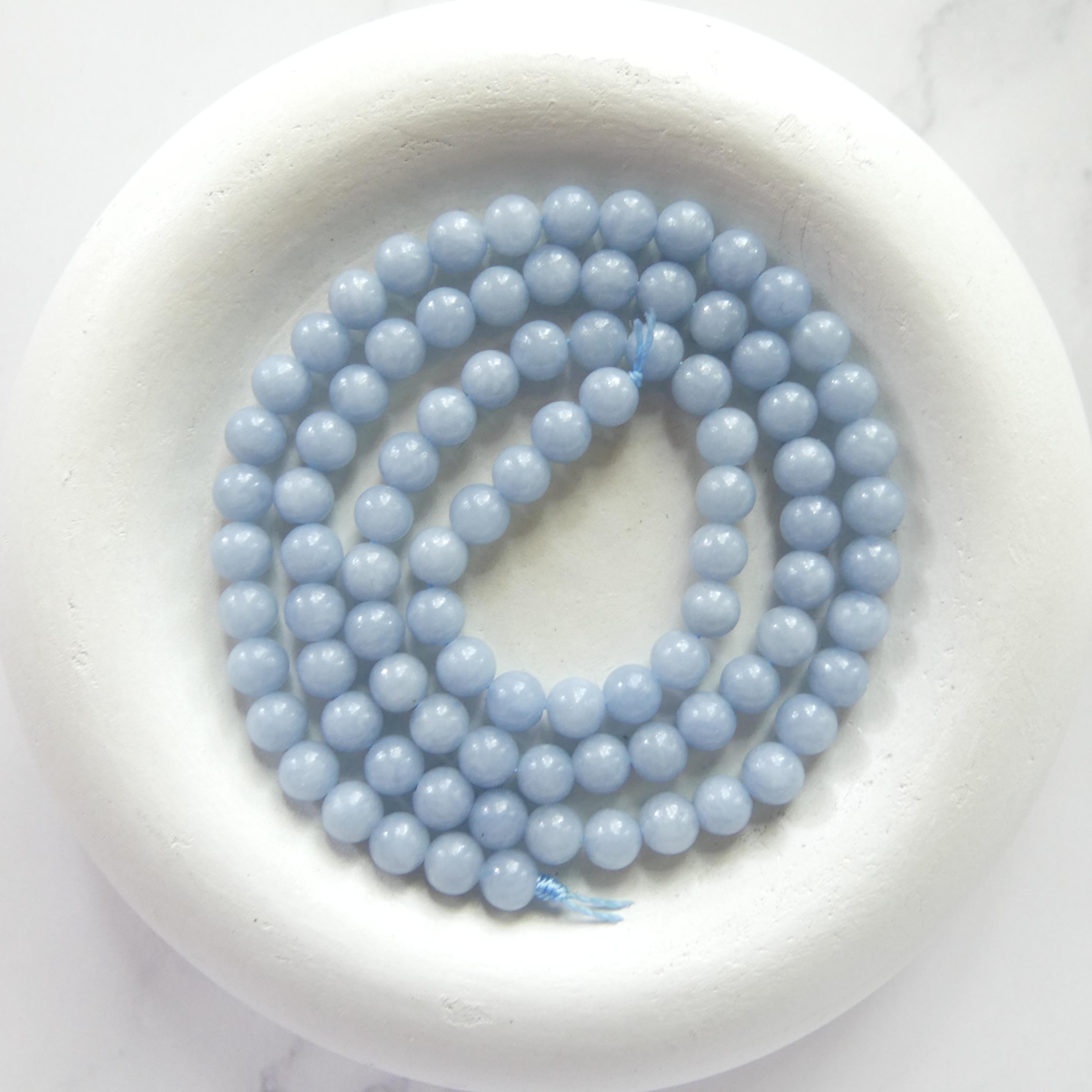 4mm Angelite Beads Smooth Pale Blue Gemstone Beads 15" Beading Crafter Gift DIY Jewelry Making Beads Baby Blue Crystal Beads