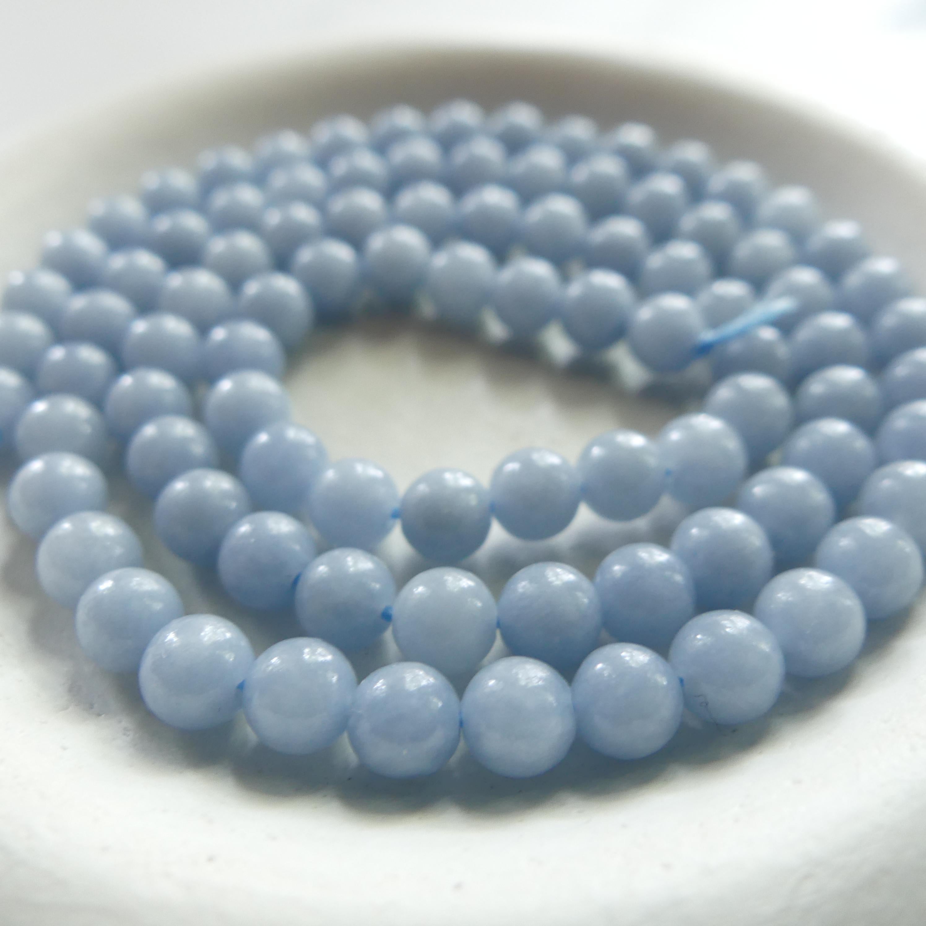 4mm Angelite Beads Smooth Pale Blue Gemstone Beads 15" Beading Crafter Gift DIY Jewelry Making Beads Baby Blue Crystal Beads