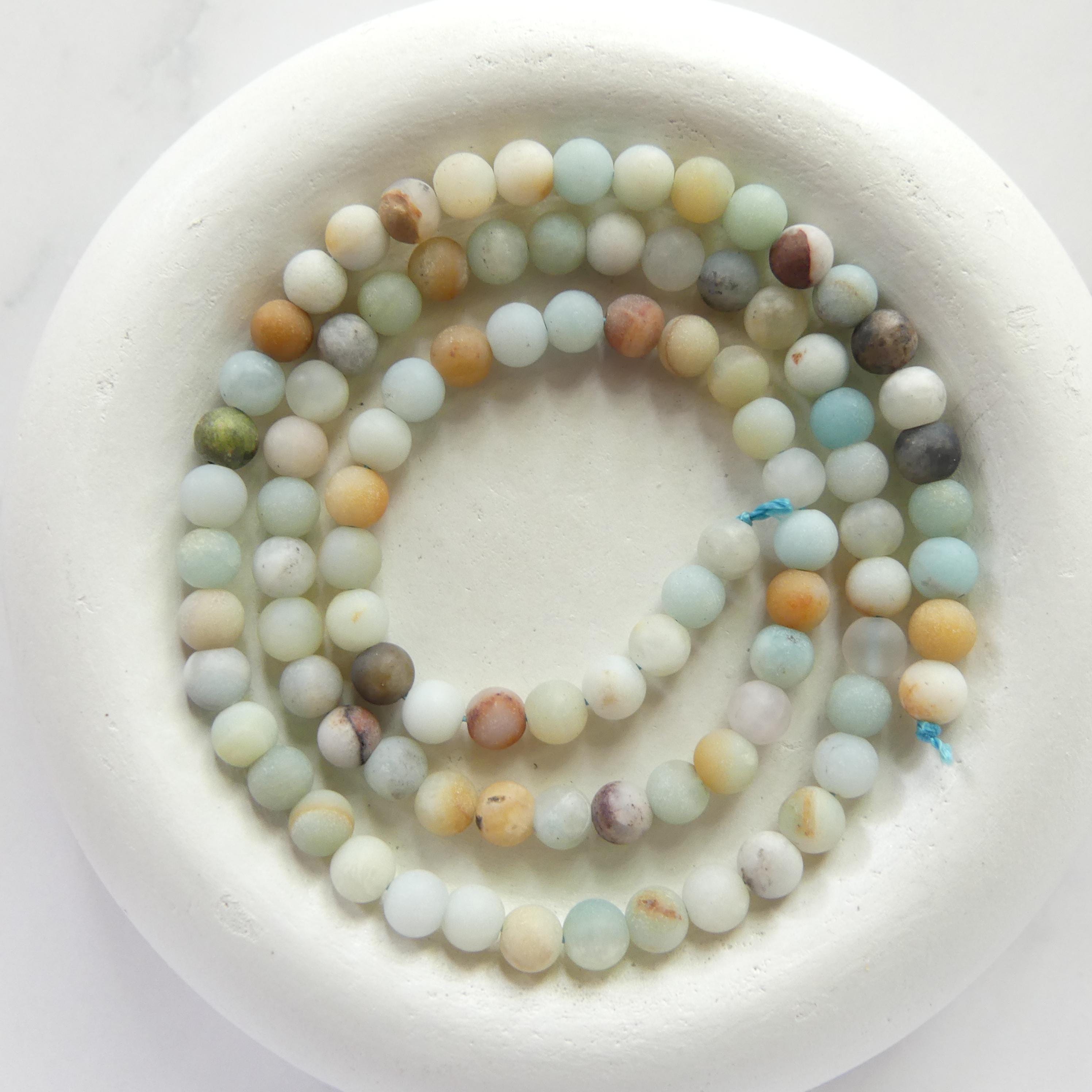 4mm Amazonite Beads Matte Smooth Beads 15" Multi Color amazonite Genuine Gemstone Beads for Jewelry Making Beading Craft Gift Beads