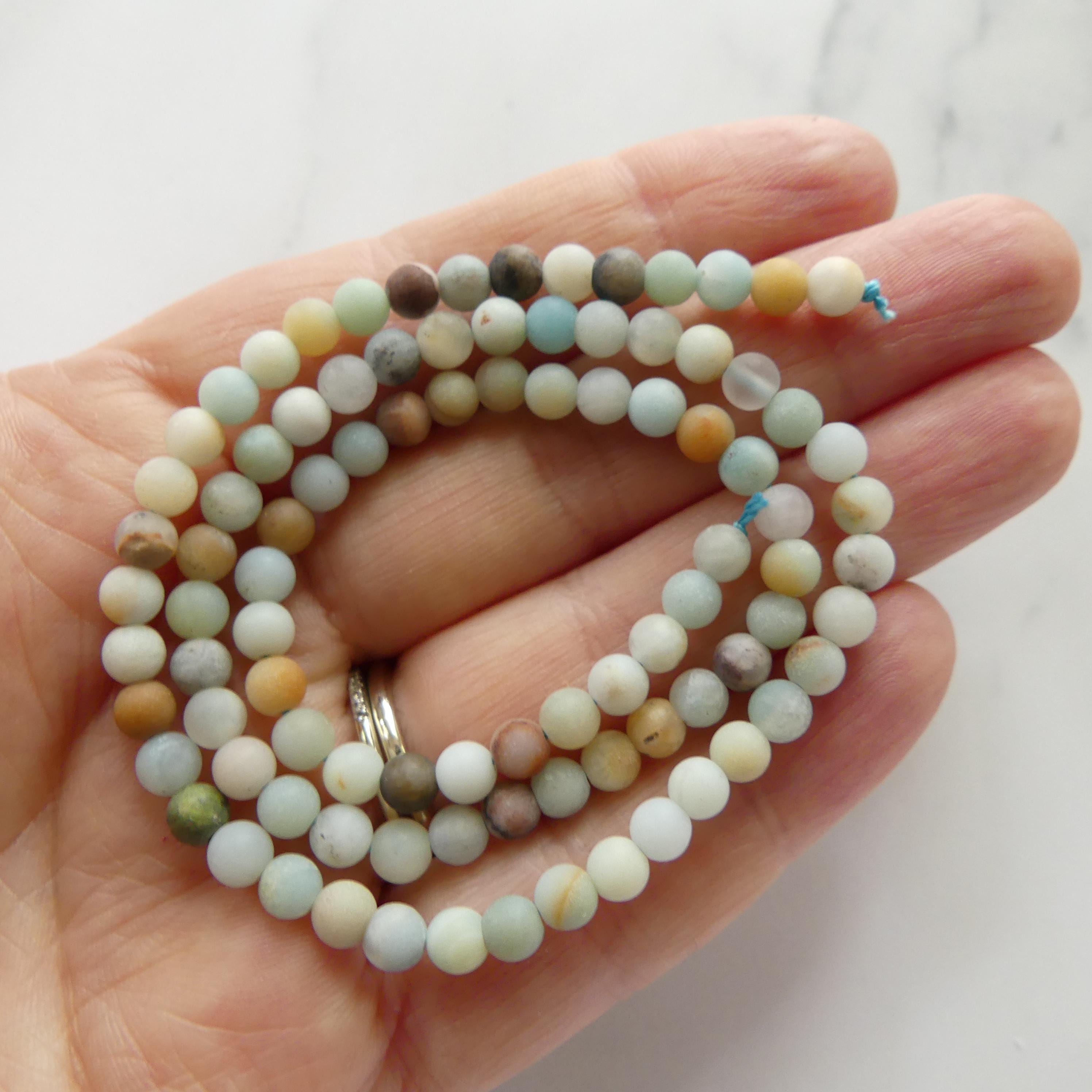 4mm Amazonite Beads Matte Smooth Beads 15" Multi Color amazonite Genuine Gemstone Beads for Jewelry Making Beading Craft Gift Beads