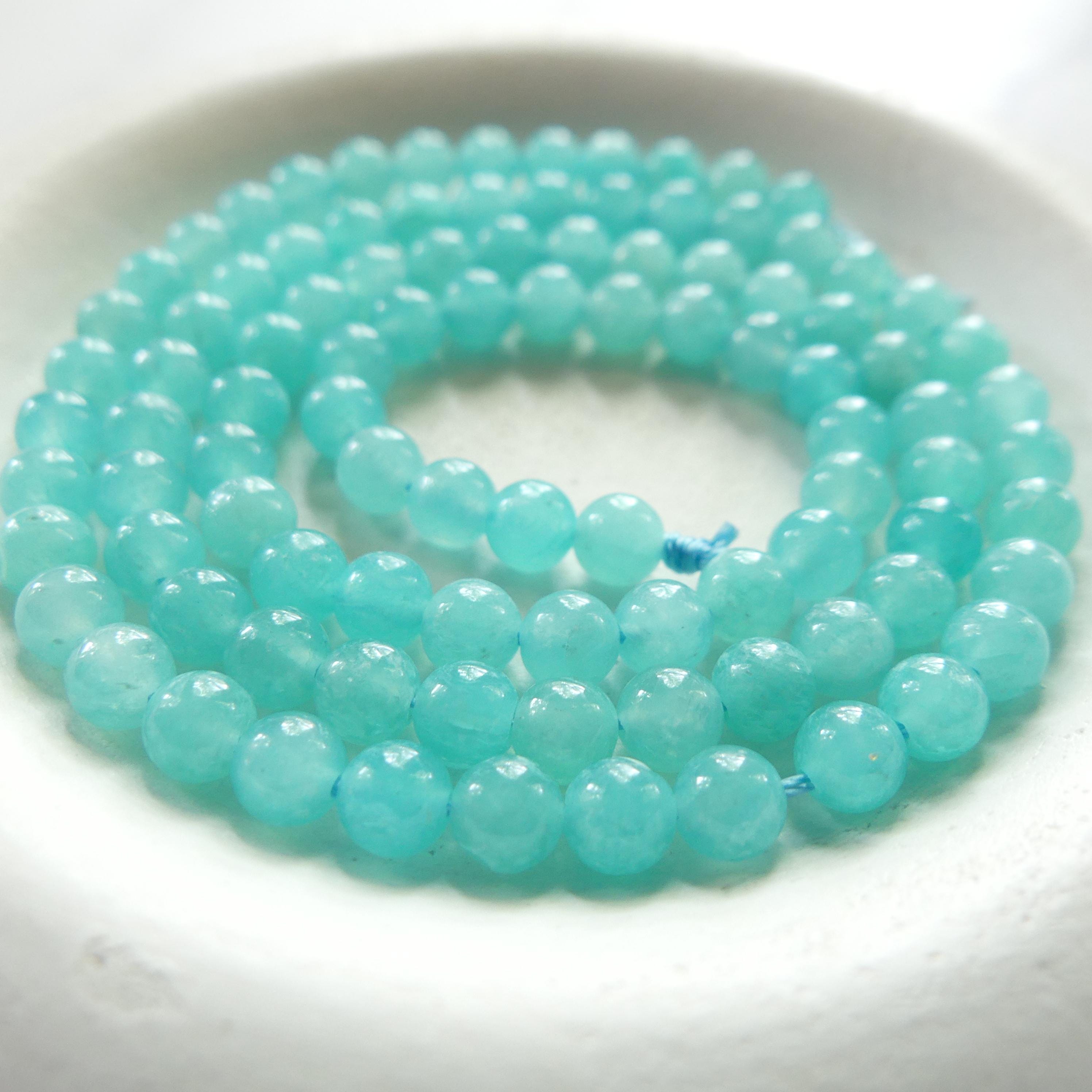 4mm AAA Peruvian Amazonite Beads Smooth 15" Bright Blue amazonite Genuine Gemstone Beads for Jewelry Making Beading Craft Gift Beads