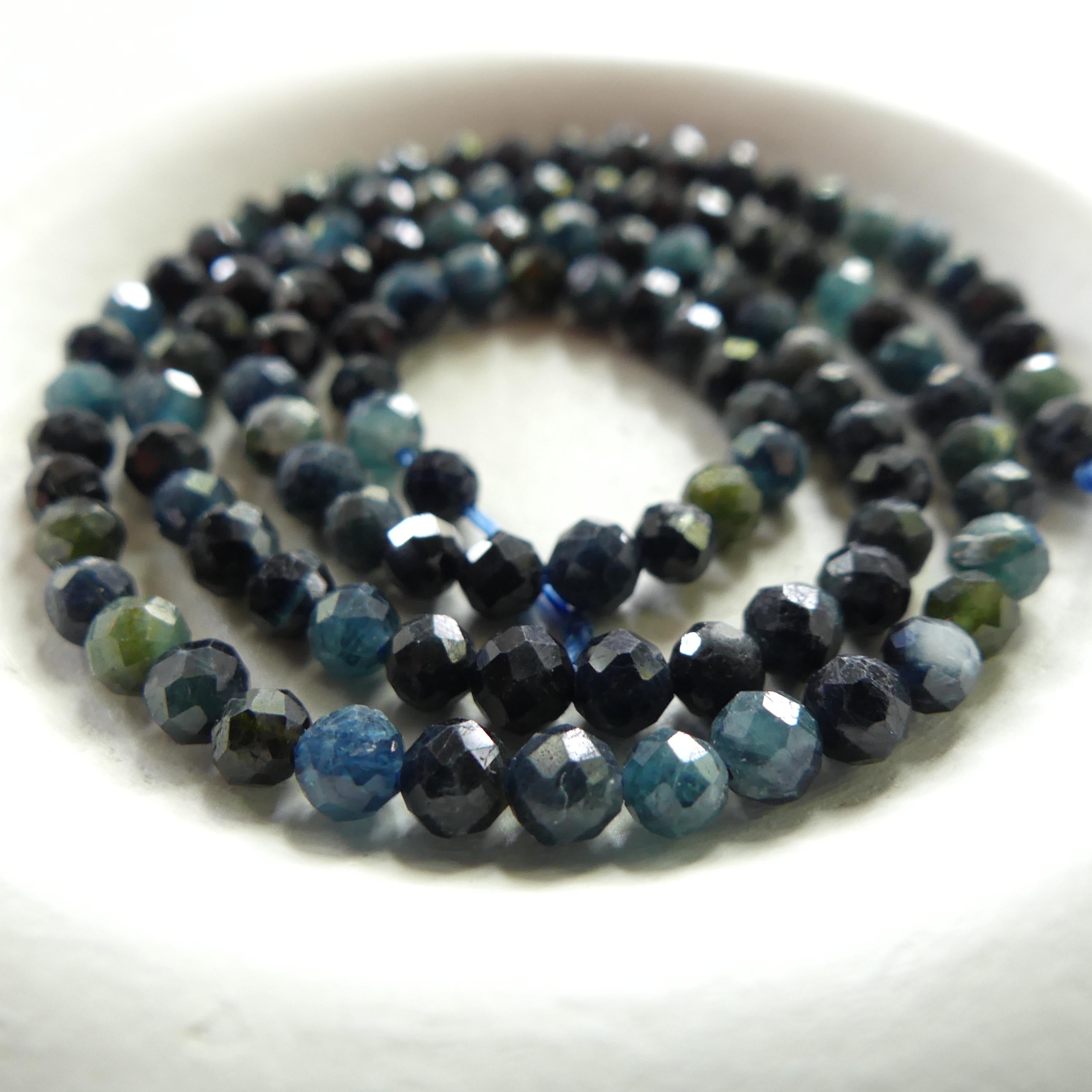 4mm Blue Tourmaline Faceted Beads 15" Indicolite Sparkly Gemstone Beads for Jewelry Making Beading Gift October Birthstone