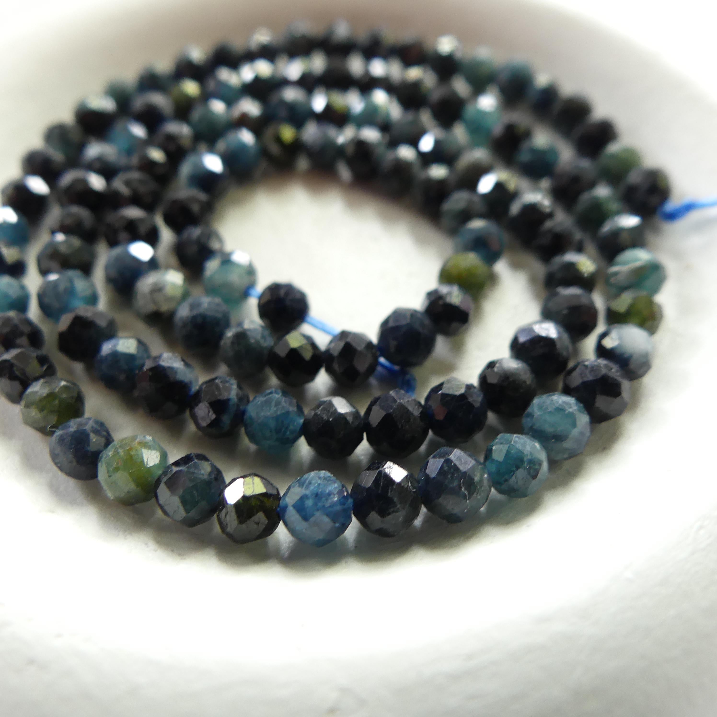 4mm Blue Tourmaline Faceted Beads 15" Indicolite Sparkly Gemstone Beads for Jewelry Making Beading Gift October Birthstone
