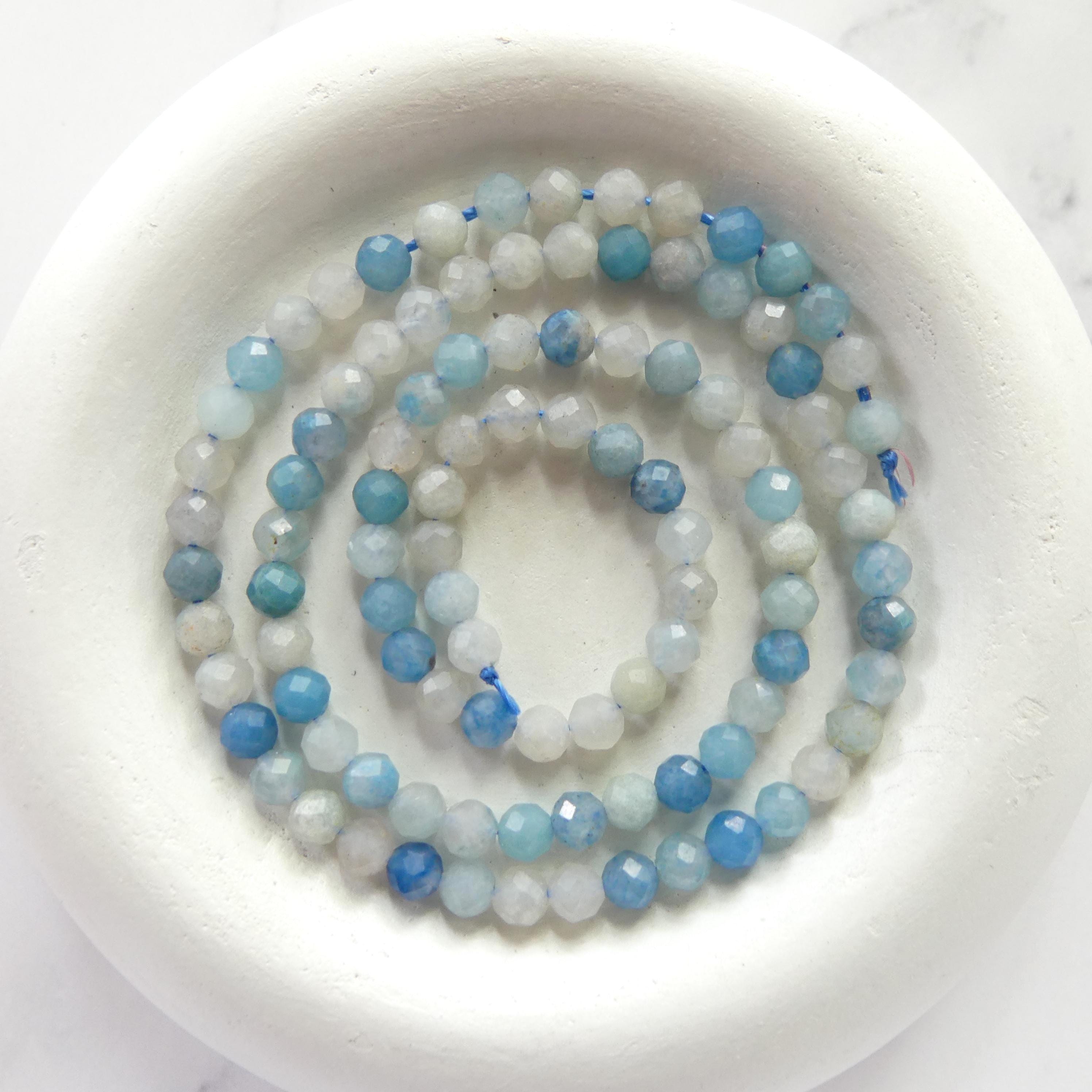 4mm AAA Trolleite Beads Faceted 15" Rare Gemstone Beads Beading Crafter Gift DIY Jewelry making Lazulite Scorzalite Quartz Mix
