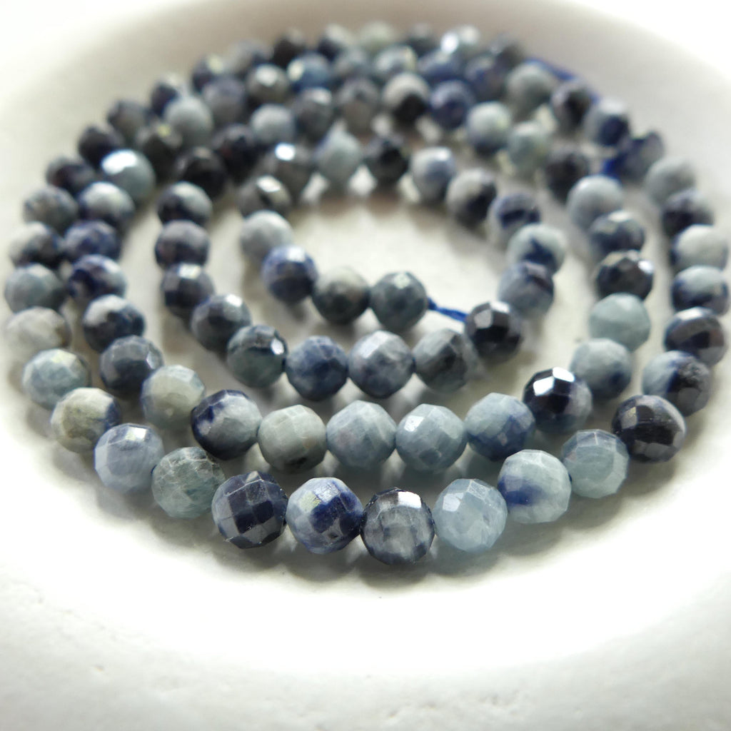 4mm Natural Light Sapphire Beads Faceted 15" Genuine South African Sapphire Gemstone Beads Beading Craft Gift September Birthstone