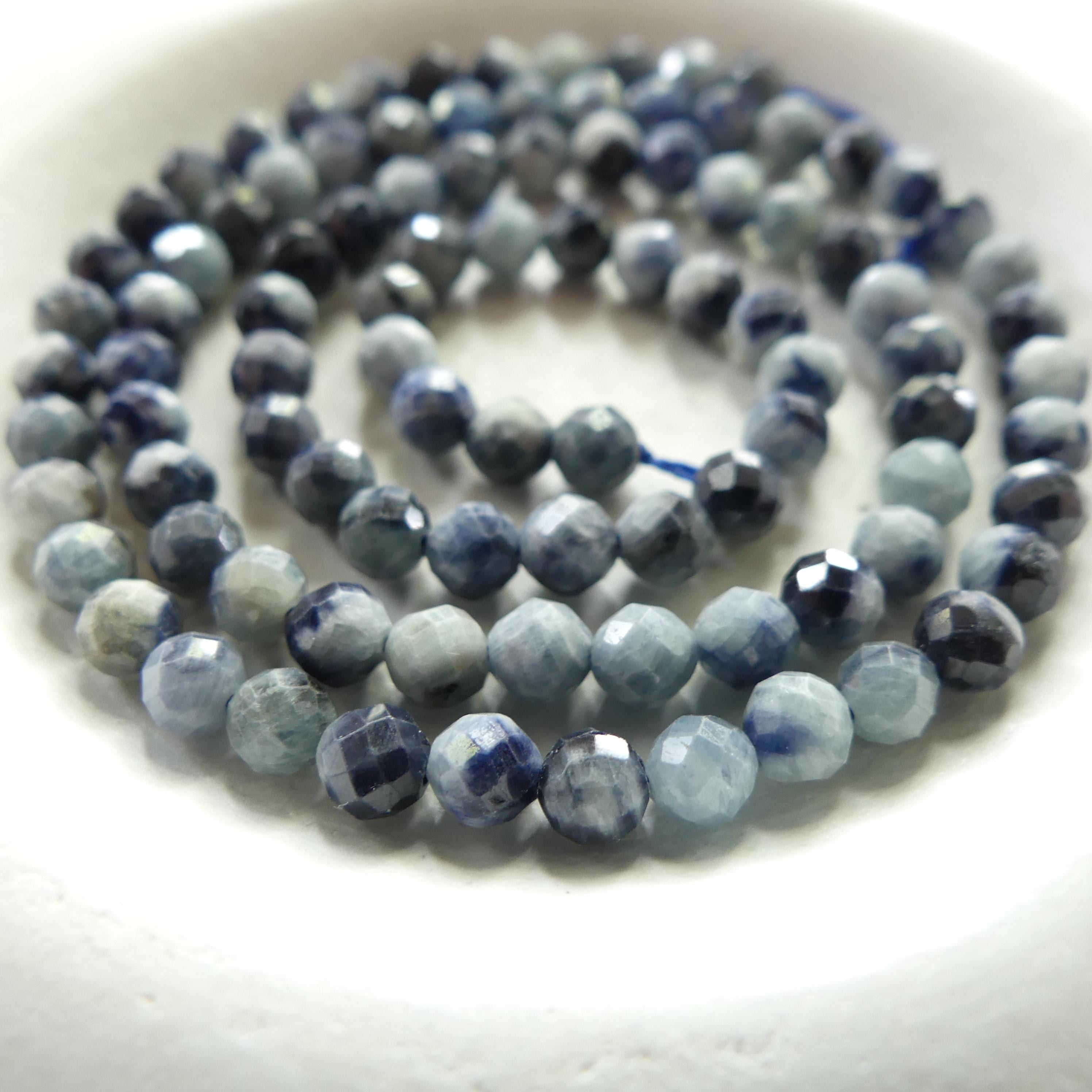 4mm Natural Light Sapphire Beads Faceted 15" Genuine South African Sapphire Gemstone Beads Beading Craft Gift September Birthstone