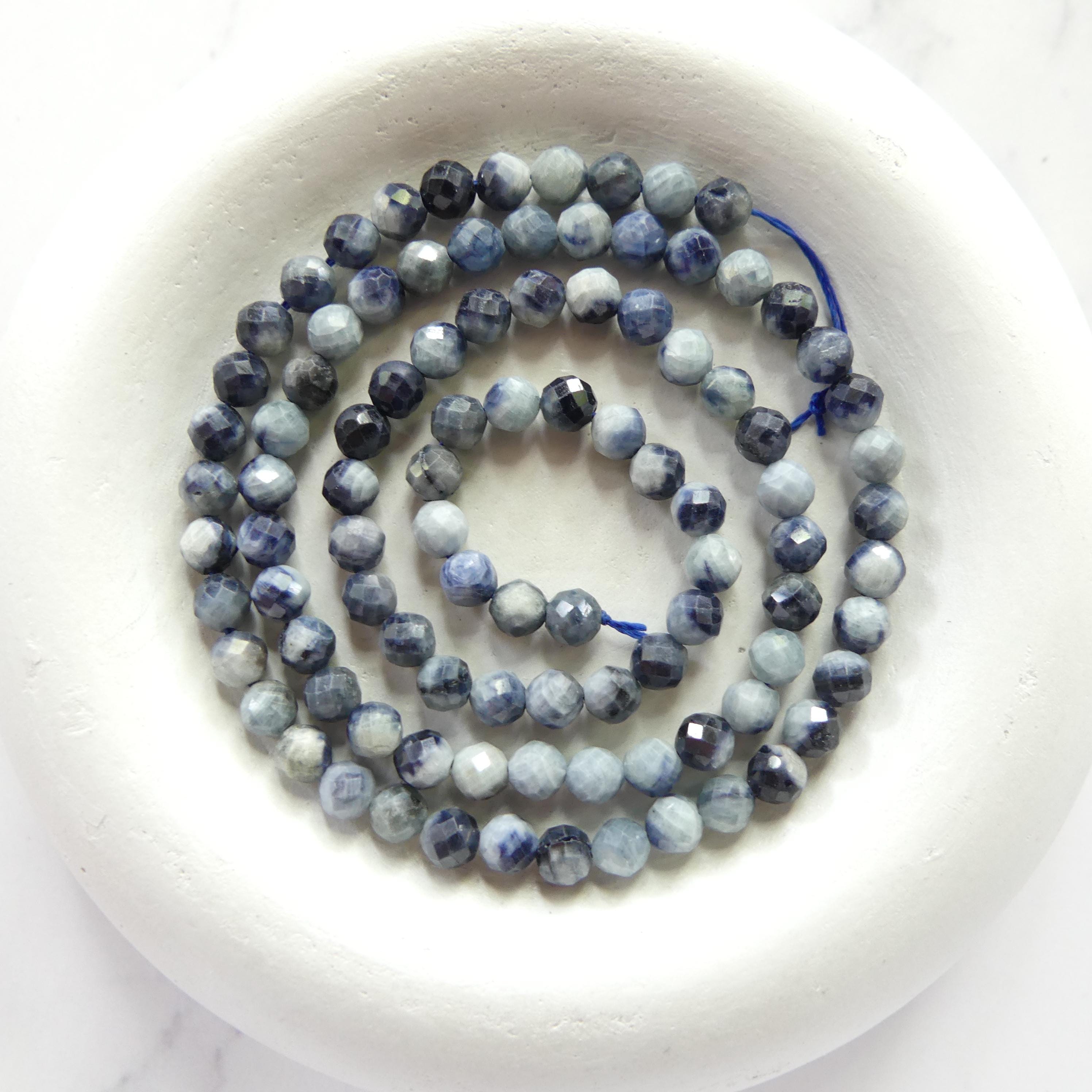 4mm Natural Light Sapphire Beads Faceted 15" Genuine South African Sapphire Gemstone Beads Beading Craft Gift September Birthstone