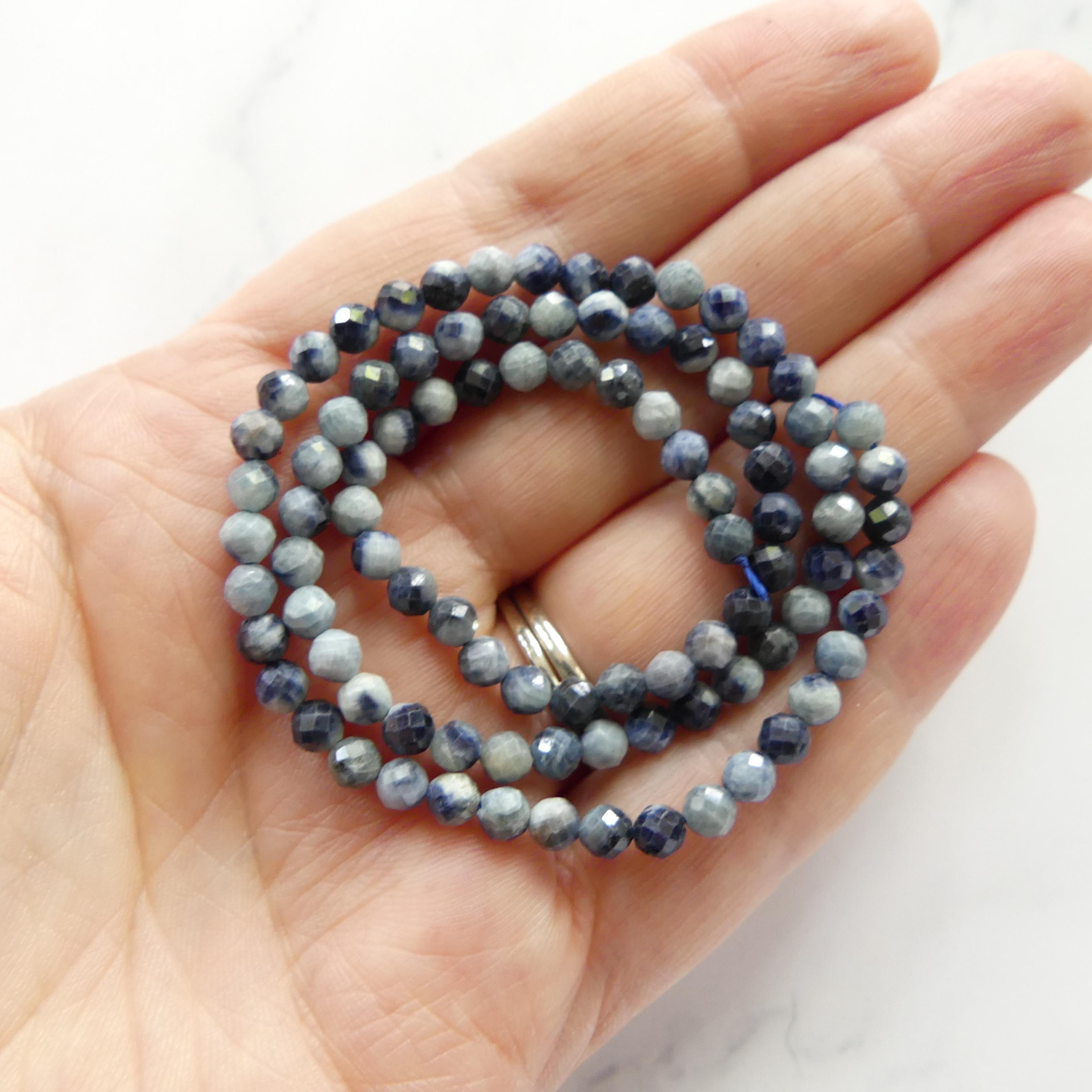4mm Natural Light Sapphire Beads Faceted 15" Genuine South African Sapphire Gemstone Beads Beading Craft Gift September Birthstone