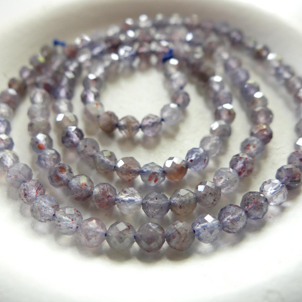 3.5mm Rare Sunstone in Iolite Micro Faceted Beads Genuine Beads 15" Sparkly Gemstone Beads Beading Crafter Gift