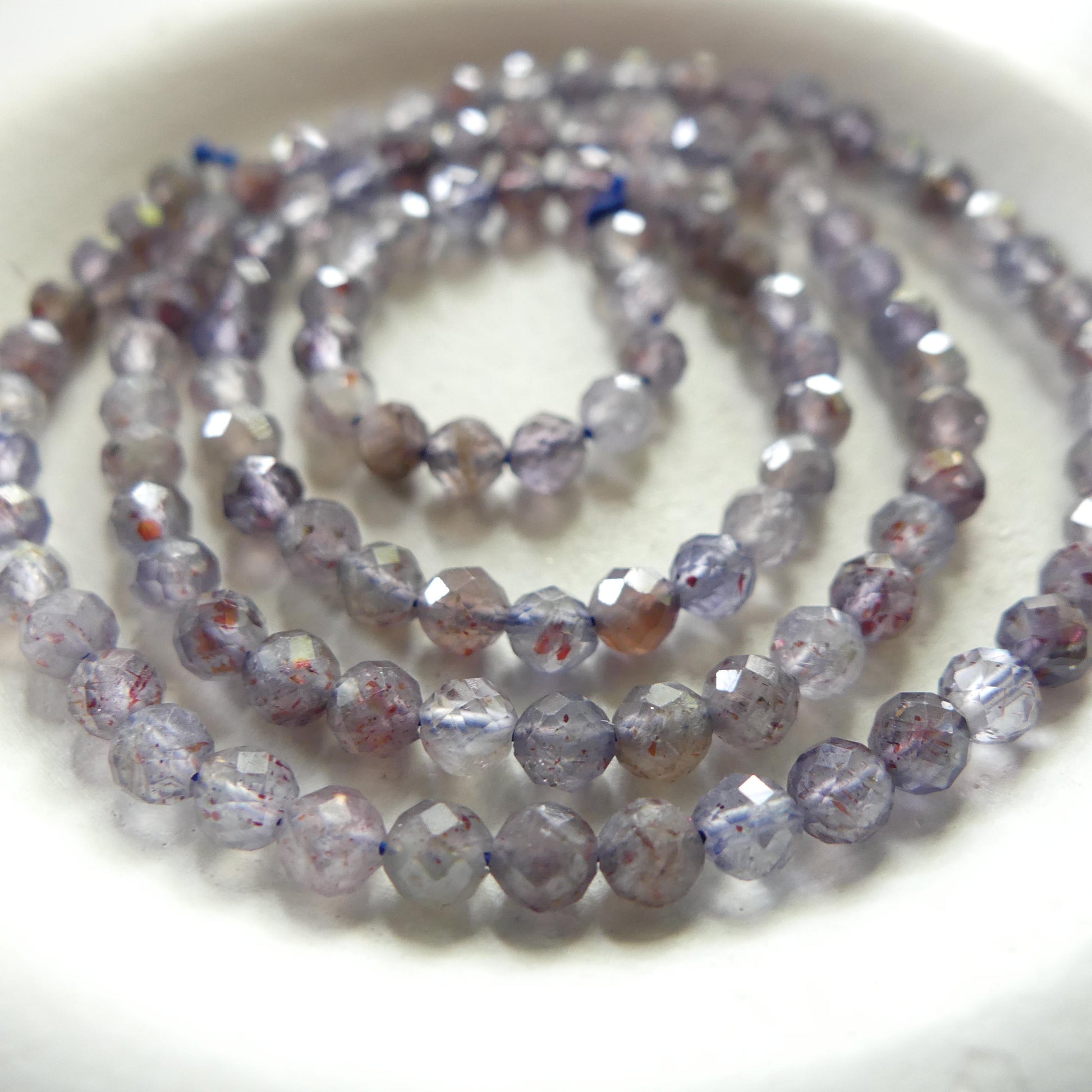 3.5mm Rare Sunstone in Iolite Micro Faceted Beads Genuine Beads 15" Sparkly Gemstone Beads Beading Crafter Gift