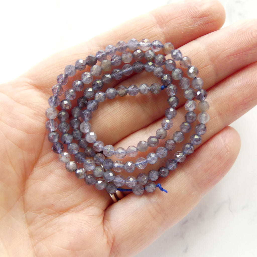 3.5mm Rare Sunstone in Iolite Micro Faceted Beads Genuine Beads 15" Sparkly Gemstone Beads Beading Crafter Gift