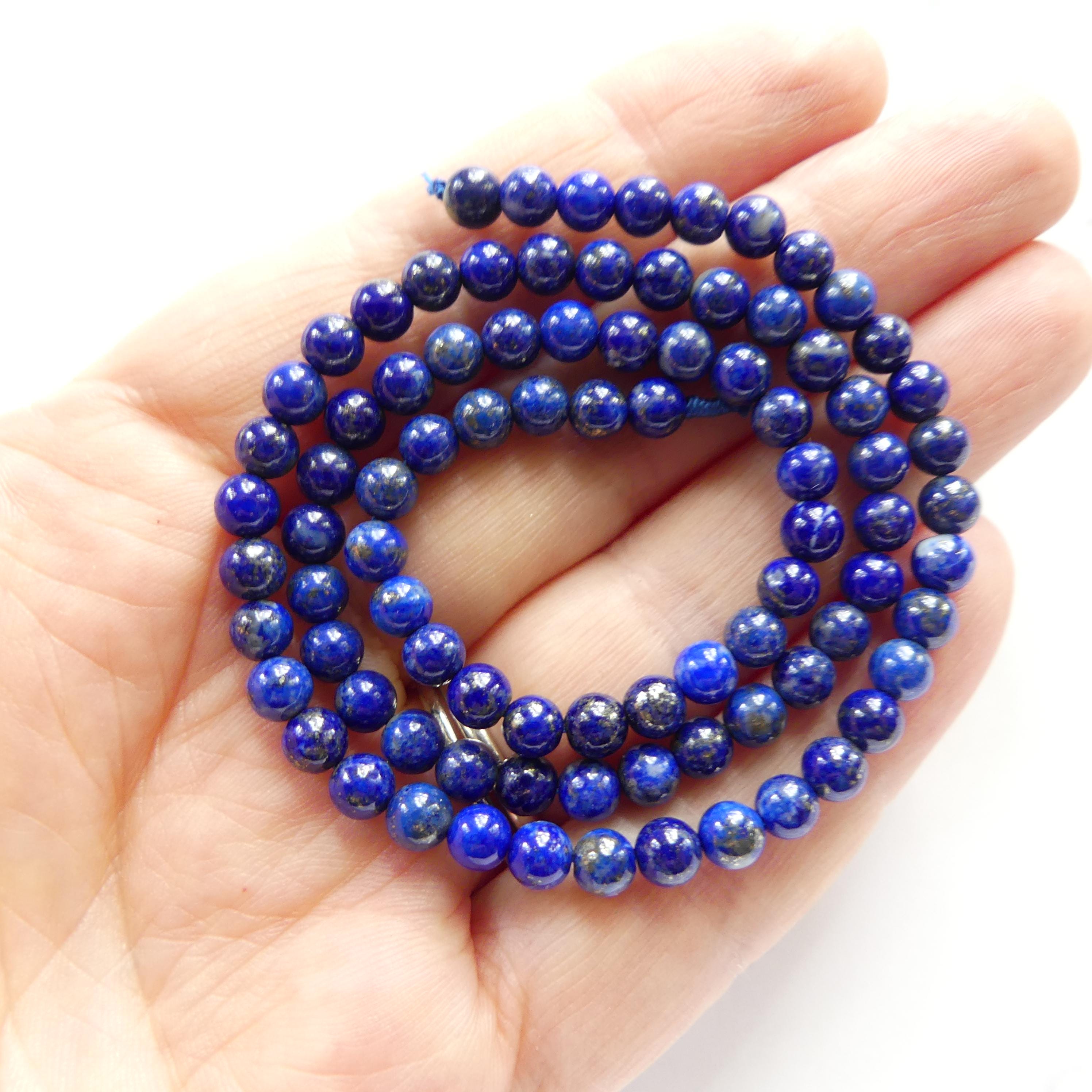 4mm AAA Lapis Lazuli Beads Smooth 15" Blue Lapis Gemstone Beads for Jewelry Making Beading Craft Gift Beads DIY Jewelry Making