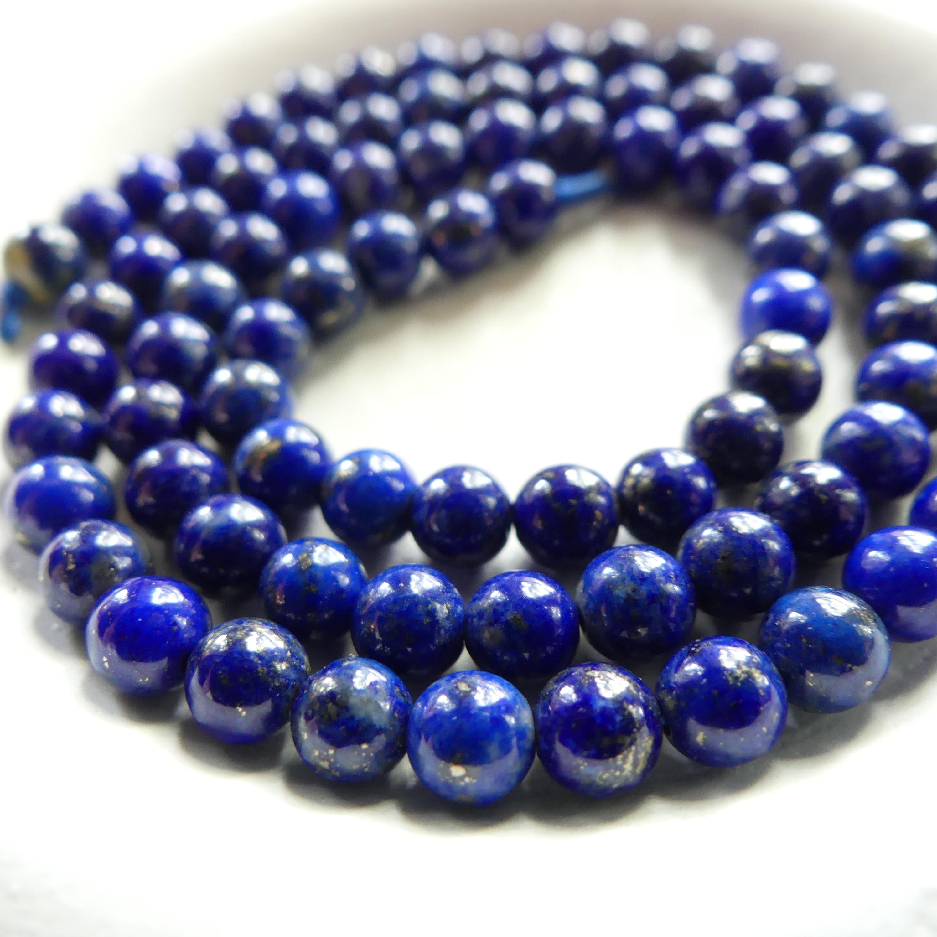 4mm AAA Lapis Lazuli Beads Smooth 15" Blue Lapis Gemstone Beads for Jewelry Making Beading Craft Gift Beads DIY Jewelry Making