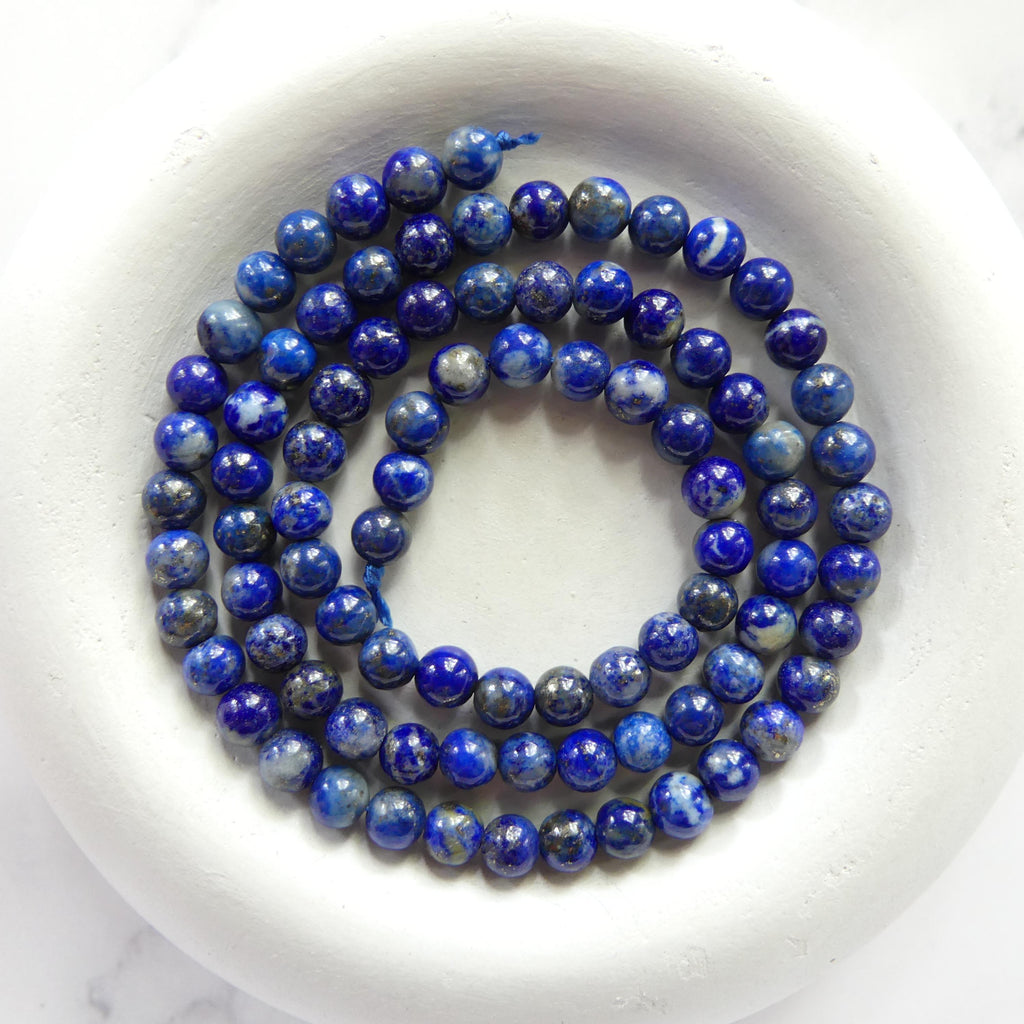 4mm Lapis Lazuli Beads Smooth 15" Blue Lapis Gemstone Beads for Jewelry Making Beading Craft Gift Beads DIY Jewelry Making