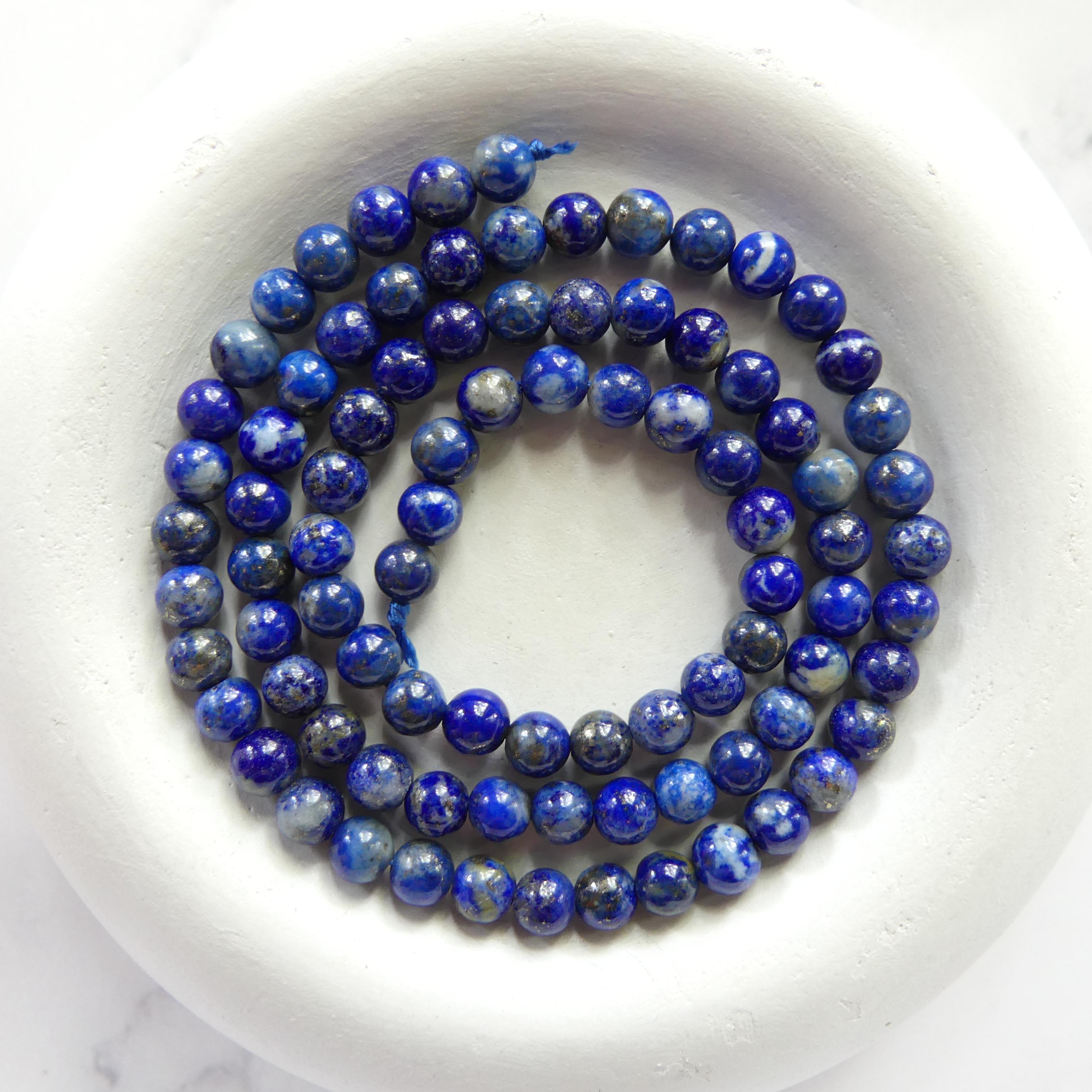 4mm Lapis Lazuli Beads Smooth 15" Blue Lapis Gemstone Beads for Jewelry Making Beading Craft Gift Beads DIY Jewelry Making