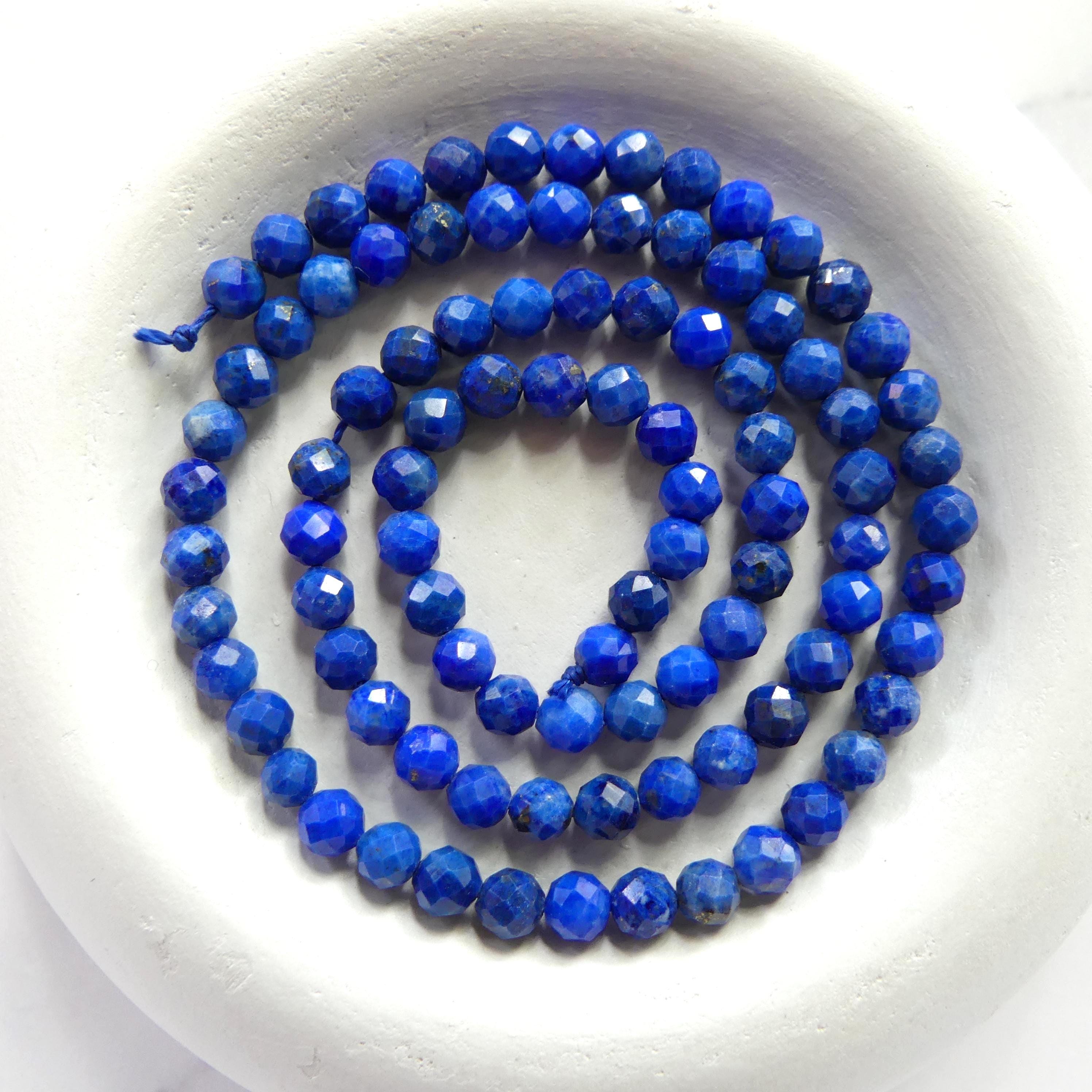 4mm AAA Lapis Lazuli Faceted Beads 15" Selected Light Blue Lapis Gemstone Beads Jewelry Making Beading Craft Gift Beads September Birthstone
