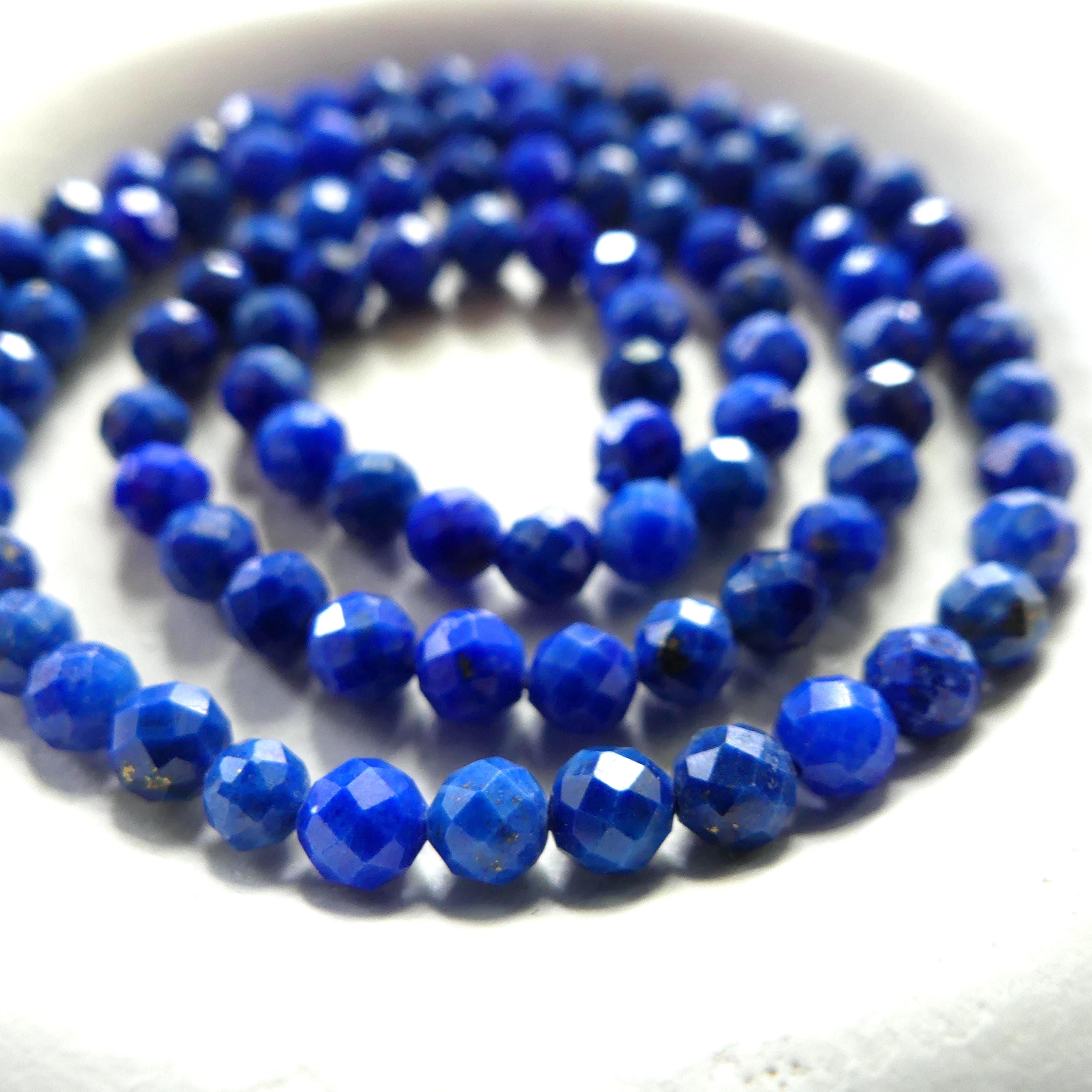 4mm AAA Lapis Lazuli Faceted Beads 15" Selected Light Blue Lapis Gemstone Beads Jewelry Making Beading Craft Gift Beads September Birthstone
