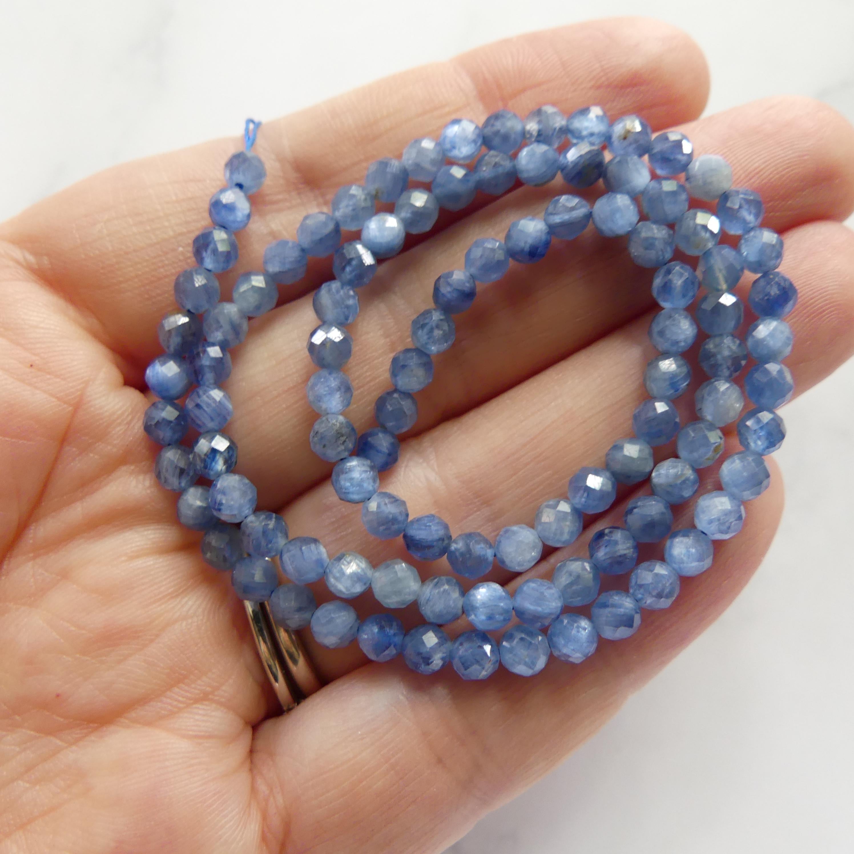 4mm Natural Blue Kyanite Beads Faceted Beads 15" AAA Kyanite Gemstone Beads Crystal Beading Crafter Gift DIY Jewelry Making