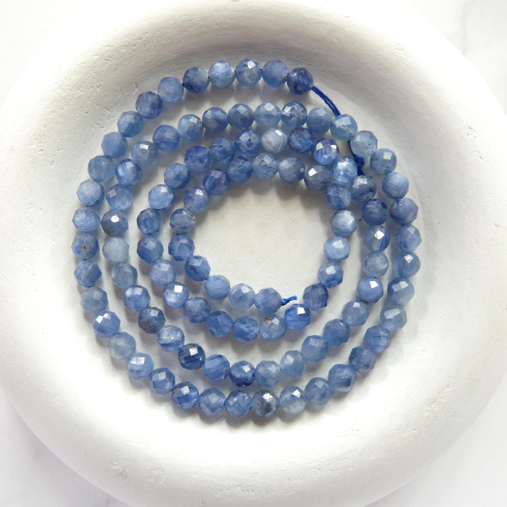 4mm Natural Blue Kyanite Beads Faceted Beads 15" AAA Kyanite Gemstone Beads Crystal Beading Crafter Gift DIY Jewelry Making