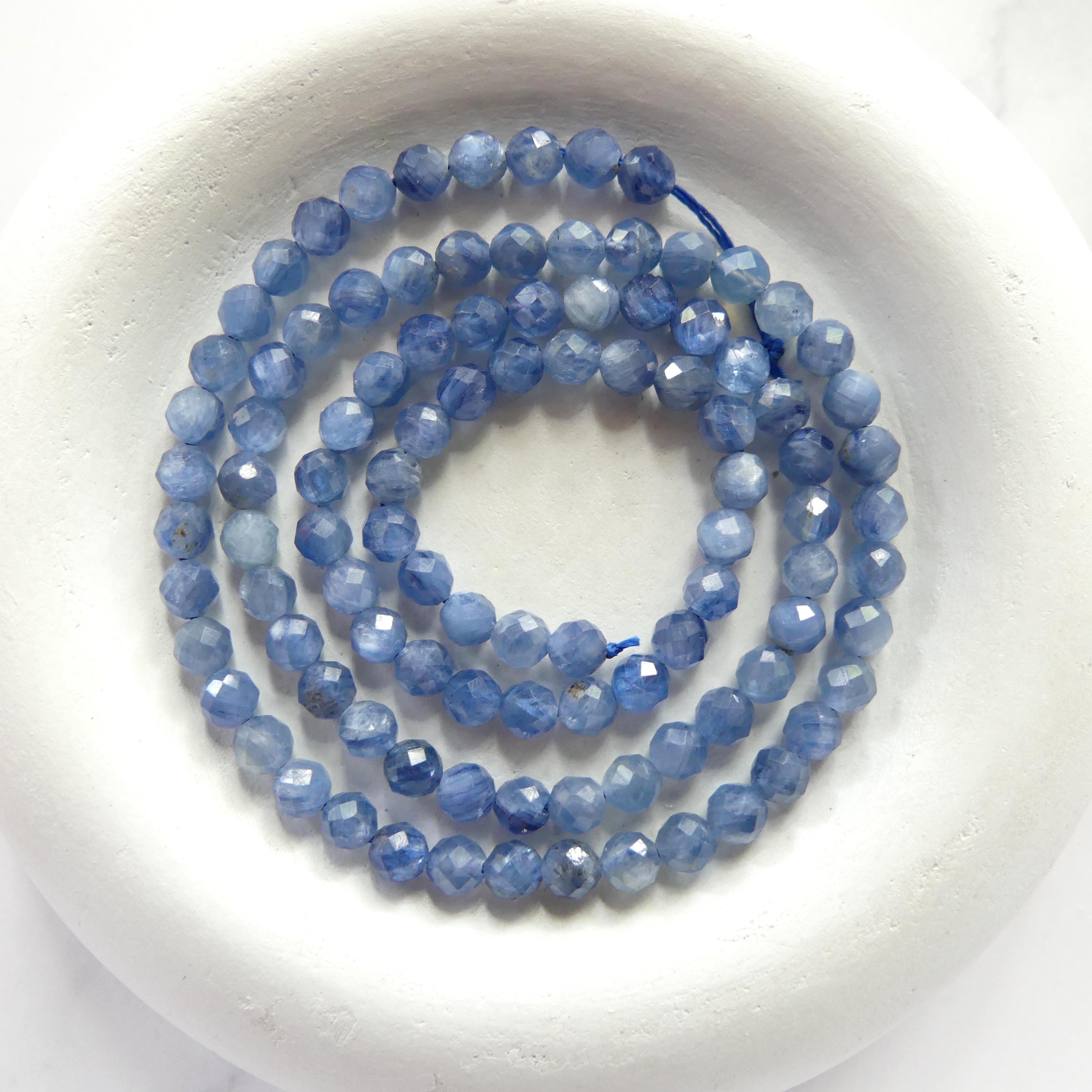 4mm Natural Blue Kyanite Beads Faceted Beads 15" AAA Kyanite Gemstone Beads Crystal Beading Crafter Gift DIY Jewelry Making